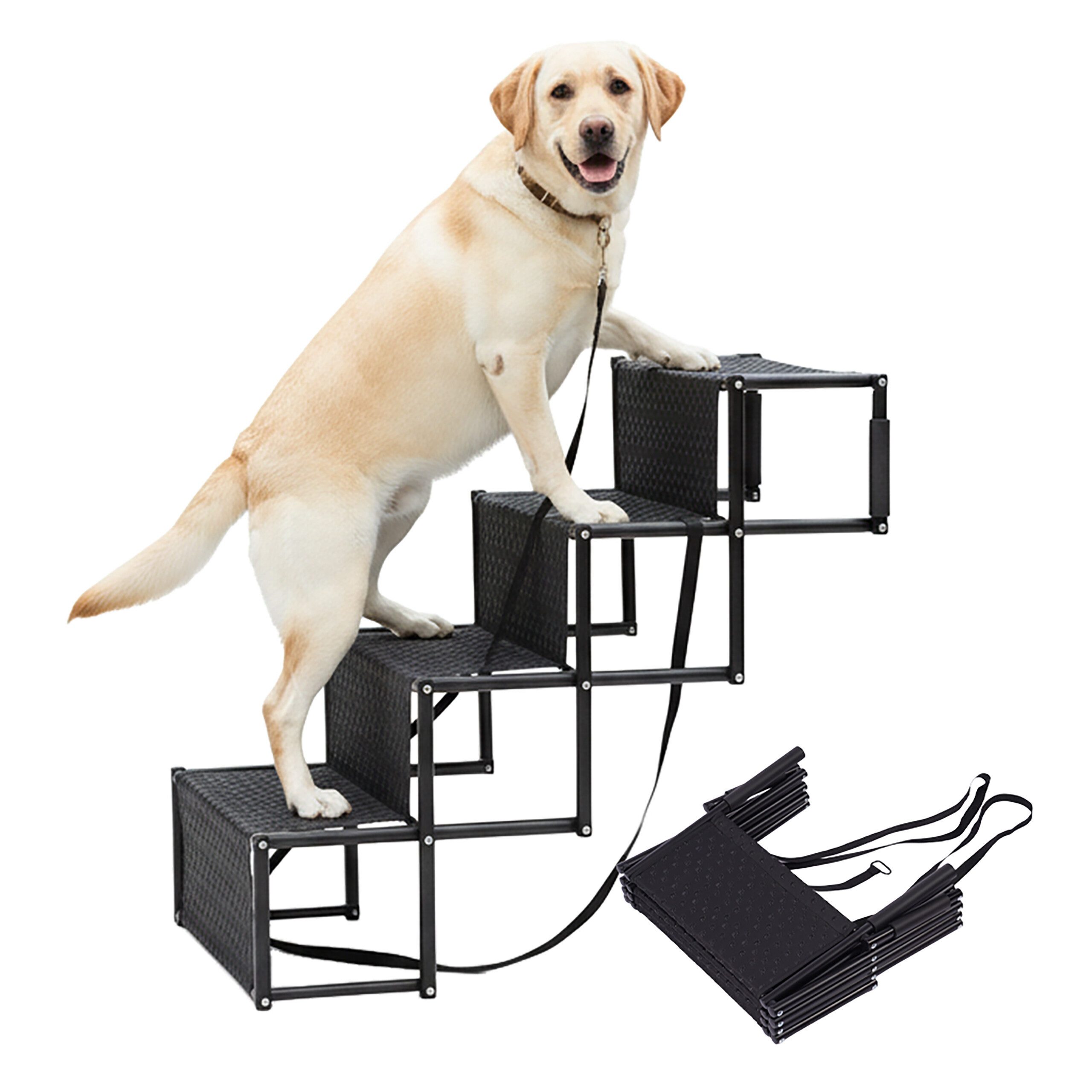 relaxdays Haustiertreppe Hundetreppe Auto klappbar 4 Stufen