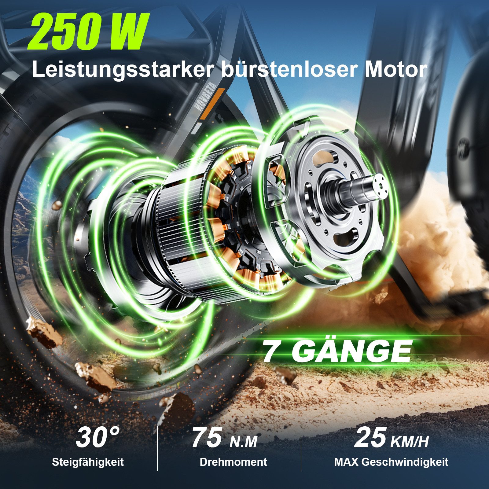 SISIGAD E-Bike Faltrad 20'' Fat Tire Falt-E-Bike –250W Motor, 48V 15AH und hohe Belastbarkeit, Heckmotor, 720 Wh, Komfortables Elektrofahrrad mit herausnehmbarem Akku