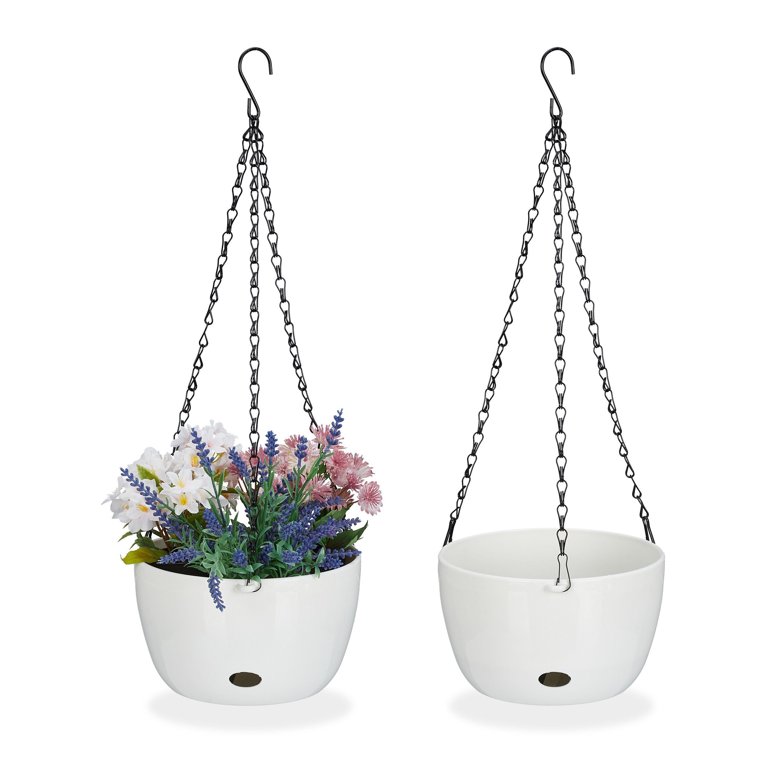 relaxdays Blumenampel 2 Blumenampeln mit Wasserspeicher - M