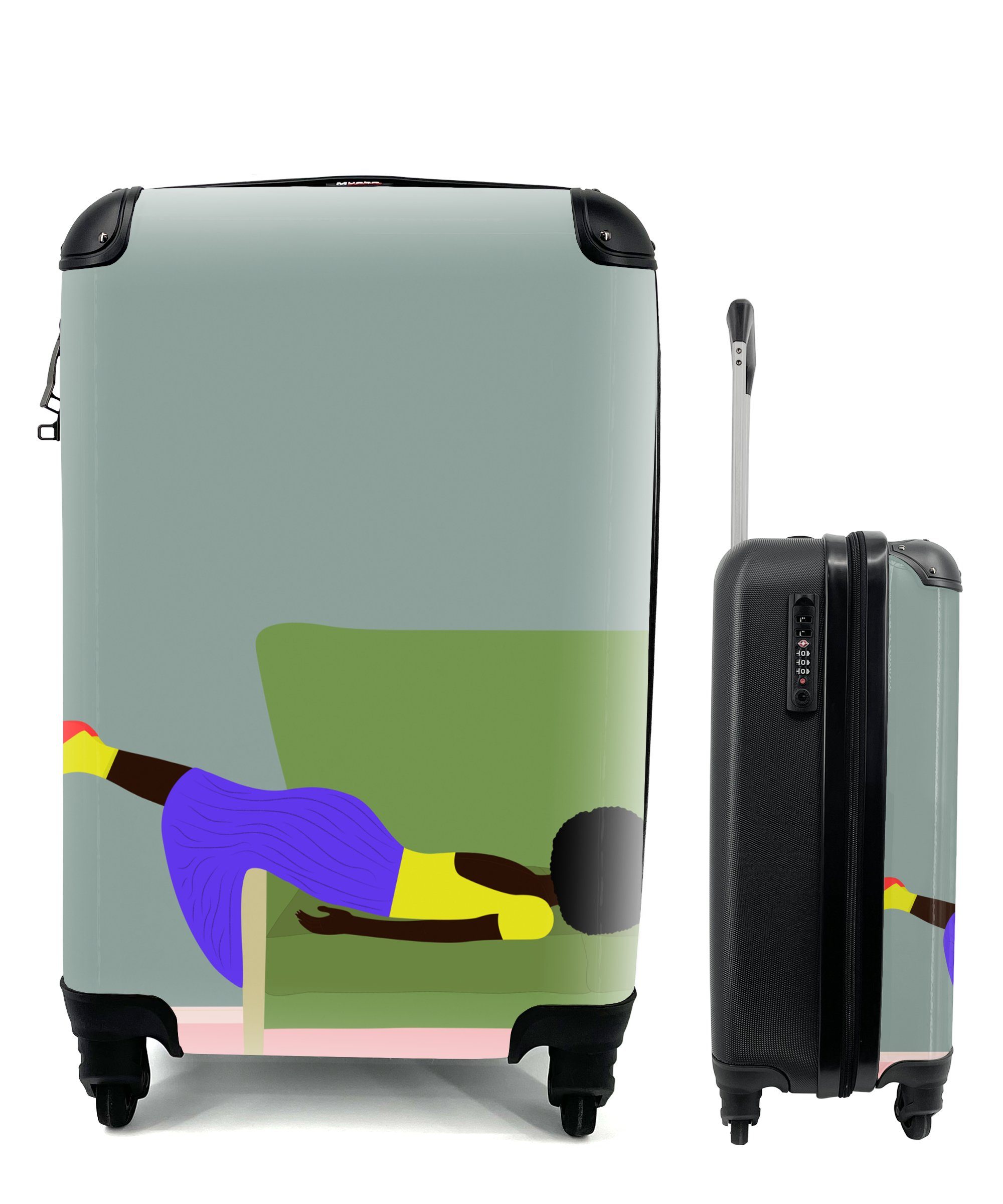 MuchoWow Handgepäckkoffer Frau - Minimalismus - Design, 4 Rollen, Reisetasche mit rollen, Handgepäck für Ferien, Trolley, Reisekoffer