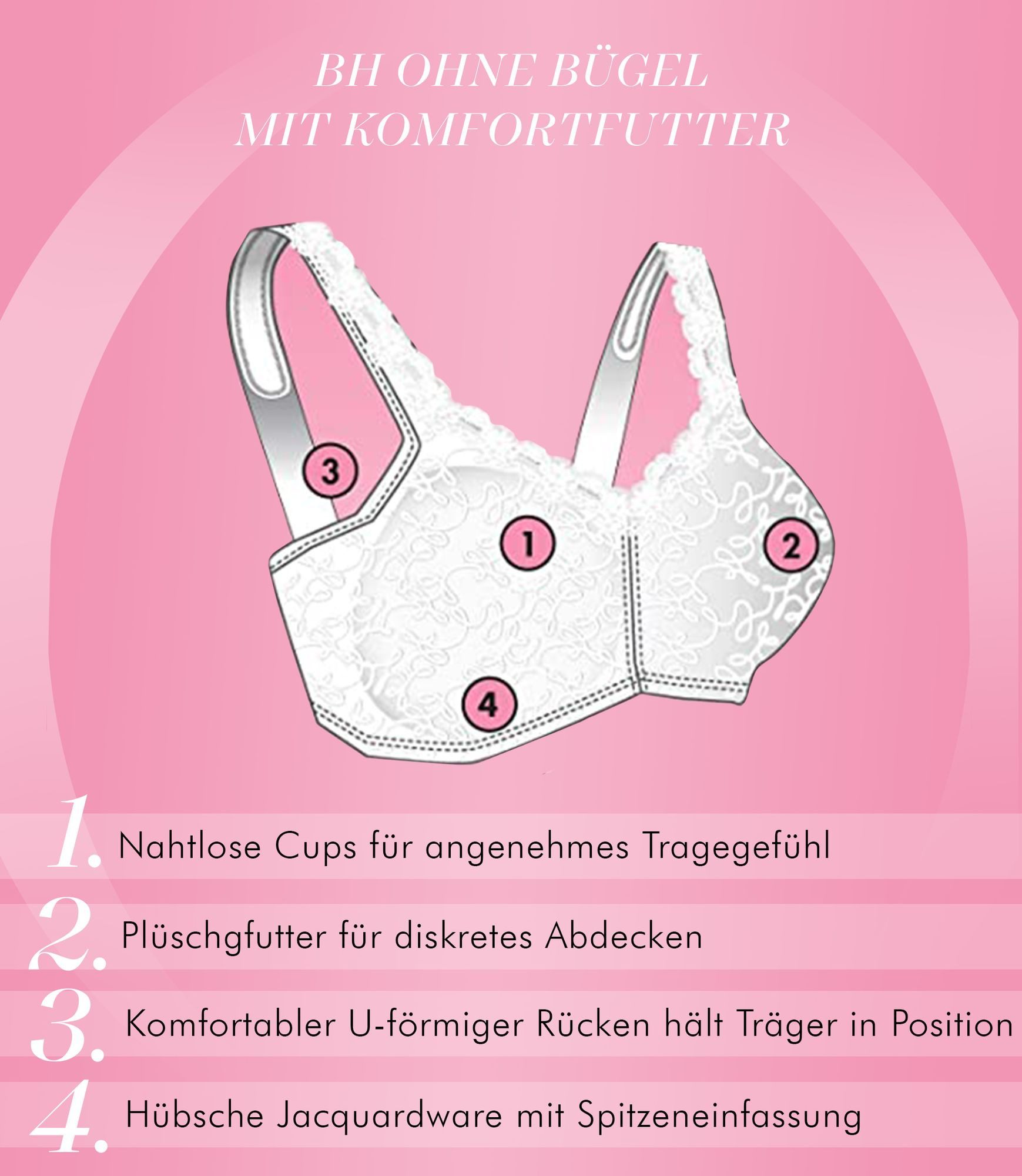 Exquisite FORM Bügelloser BH 61062048 mit Komfortfutter und gemusterten Jacquard mit gezackter Spitze – Bild 5 von 5