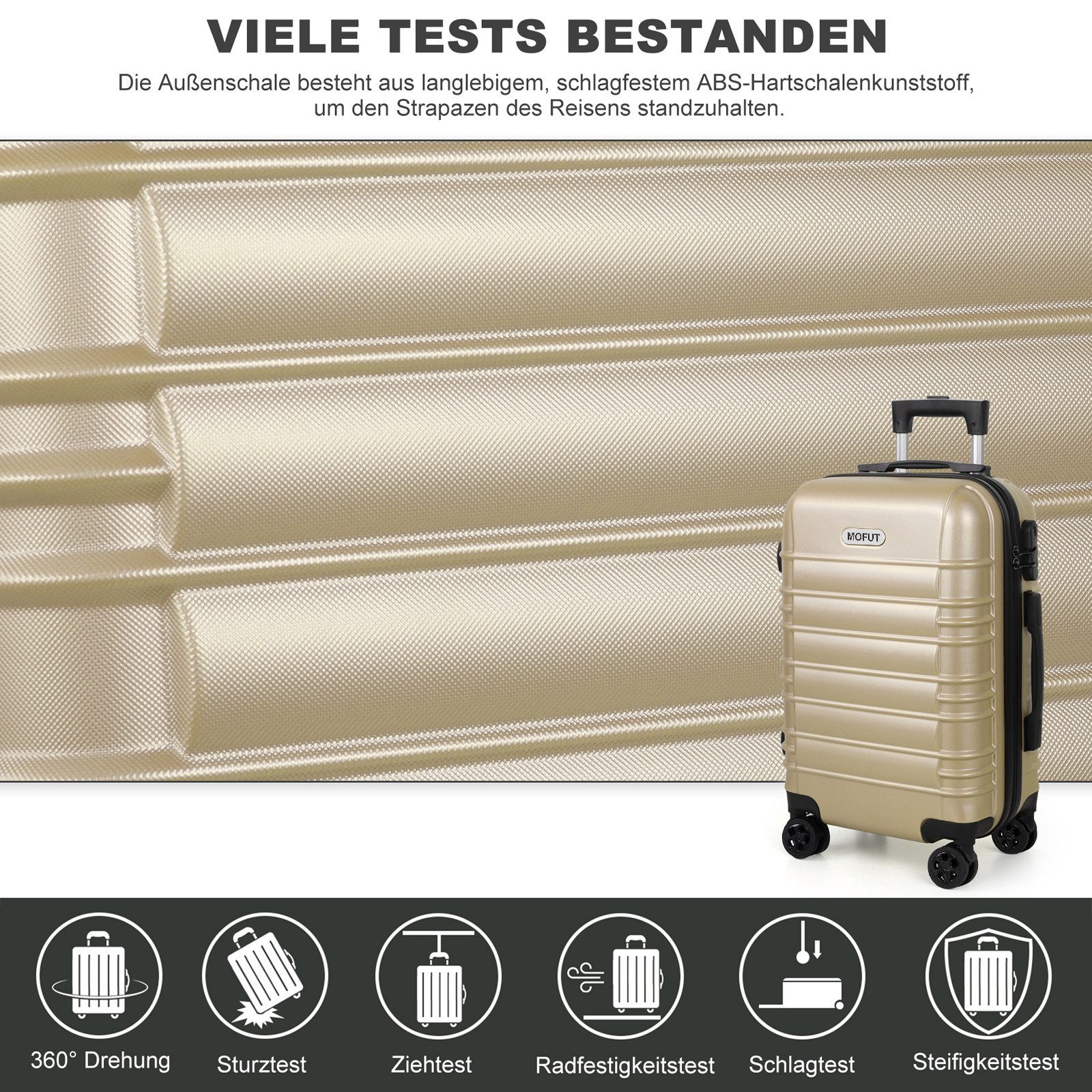 MoFut Koffer Zwillingsrollen Reisekoffer Koffer Trolleys Hartschale (M/L/XL), 4 Rollen, Trolley Handgepäck Große Kapazität mit 4 Rollen und Zahlenschloss