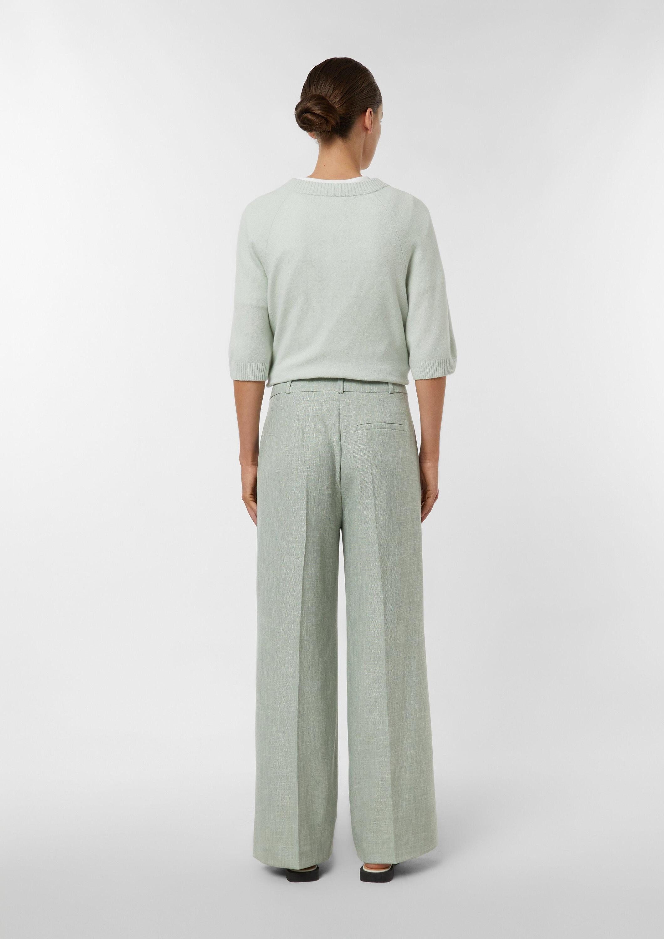 comma Chinos Hose Wide-Leg-Hose mit Struktur und Bundfalten