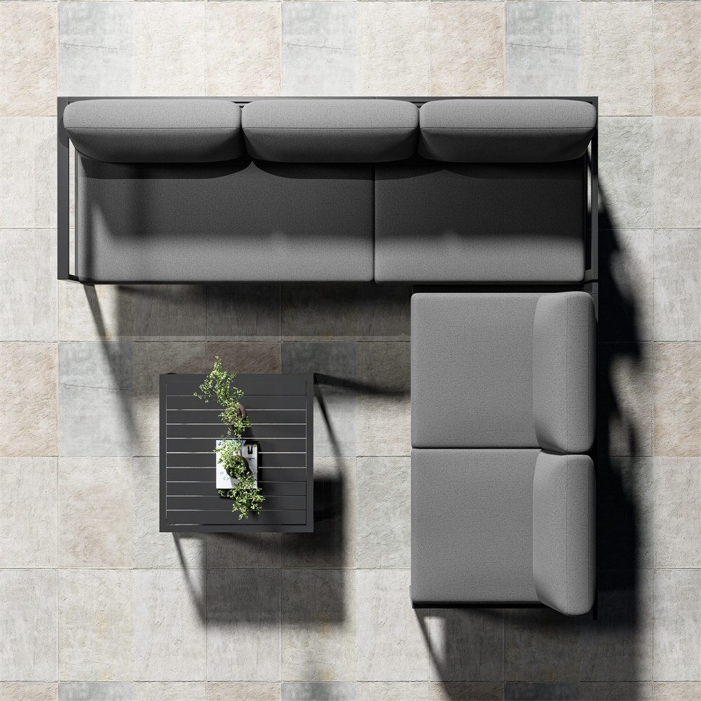 Melko GartenloungeSet Ecklounge mit Liegefunktion Aluminium Sitzgruppe