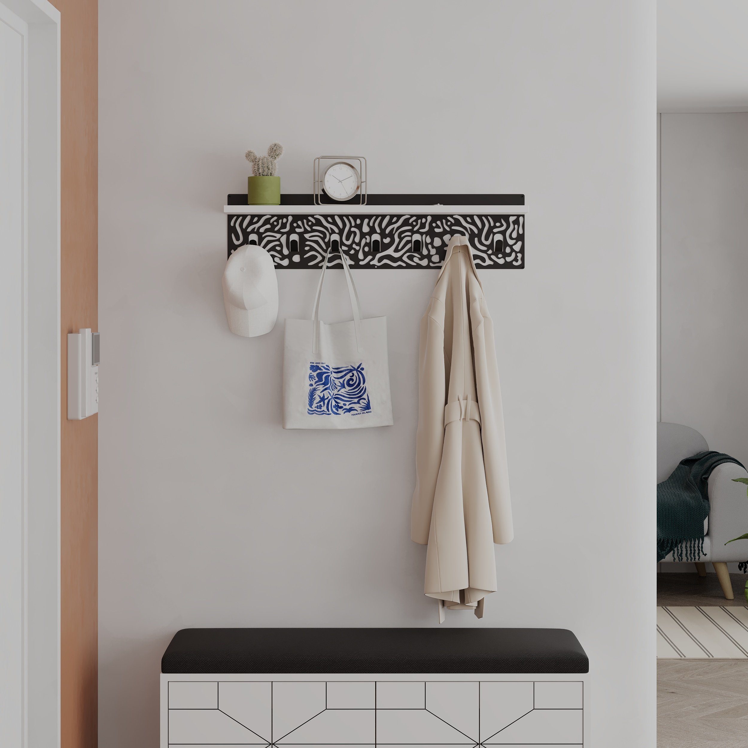 Decortie Wandhaken Novo, Wand, Holz Wandgarderobe, Garderobenhaken, Wandmontage