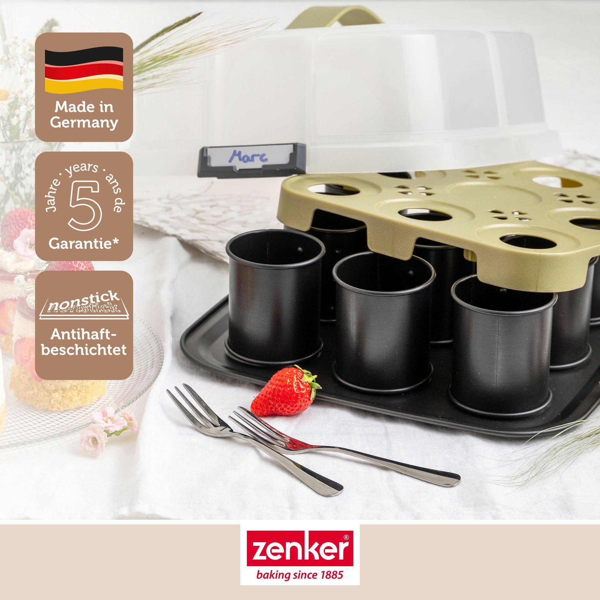 Zenker Backblech Mini-Törtchenblech mit Transporthaube, Antihaftbeschichtung