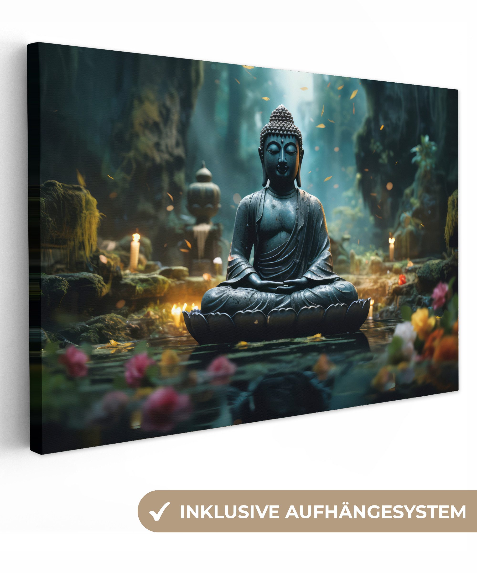 OneMillionCanvasses® Leinwandbild Buddha - Statue - Buddha - Zen - Kunst - Buddha, Fotodruck (1 St), Leinwand Bilder Klein, Wand Dekoration Aesthetic 30x20 cm