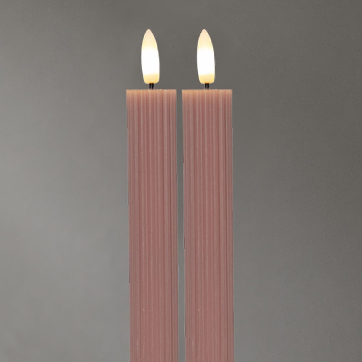 STAR TRADING LED-Kerze LED Stabkerzen STRIPE 2er Set pk 3D Flamme & Timer, warmweiß