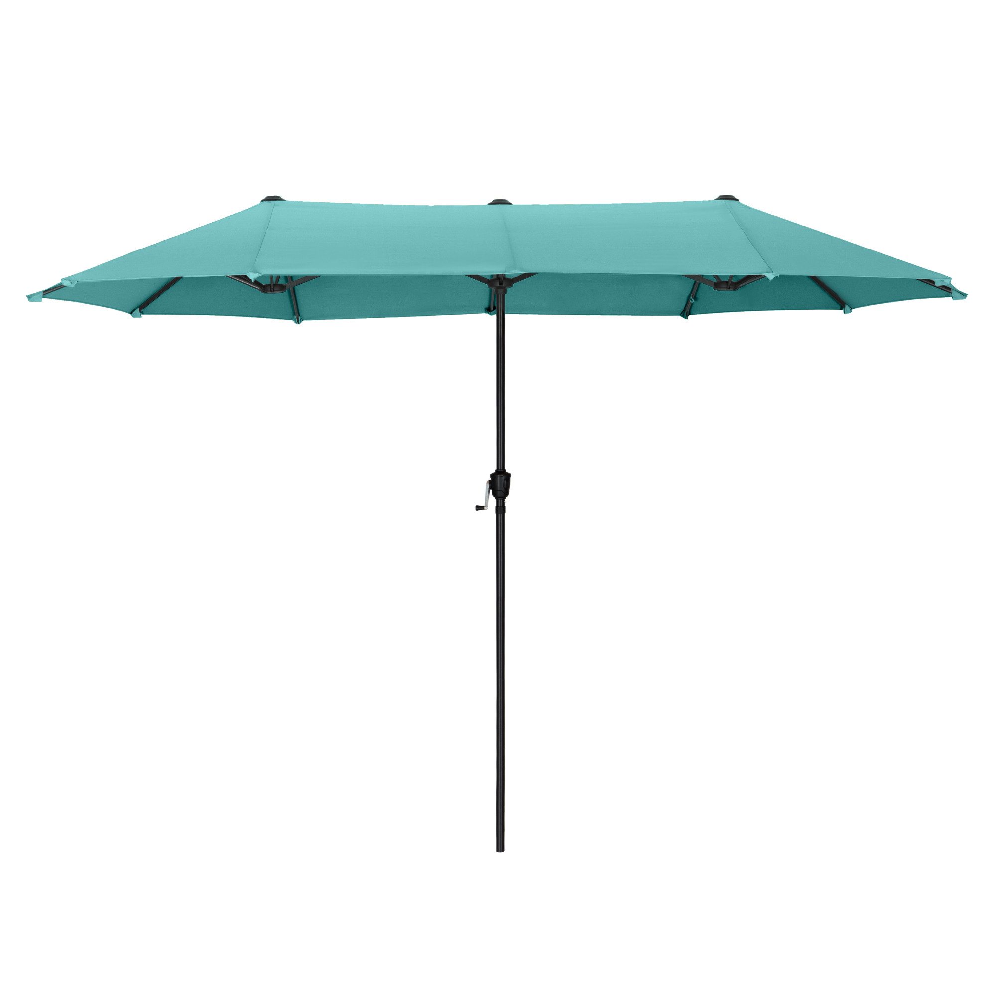 PHI VILLA Sonnenschirm, Balkon Rechteckig Groß Balkonschirm Garten Gartenschirm mit Kurbel UV Schutz Parasol Windfest, Mit der rostfreien Stahlstange und 12 Stahlrippen