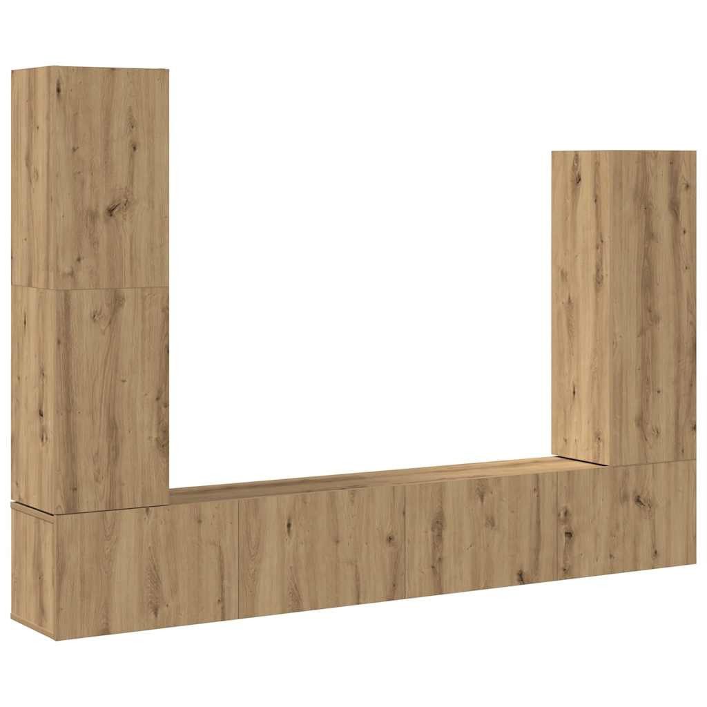 vidaXL TV-Schrank 4-tlg. TV-Schrank-Set Wandmontage Artisan-Eiche Holzwerkstoff (4-St)