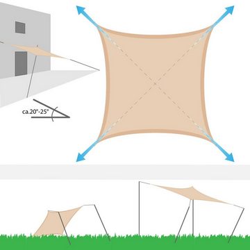 AMANKA Sonnensegel Sonnensegel Thar Creme Rechteck HDPE, Überdachung Garten 3x2m