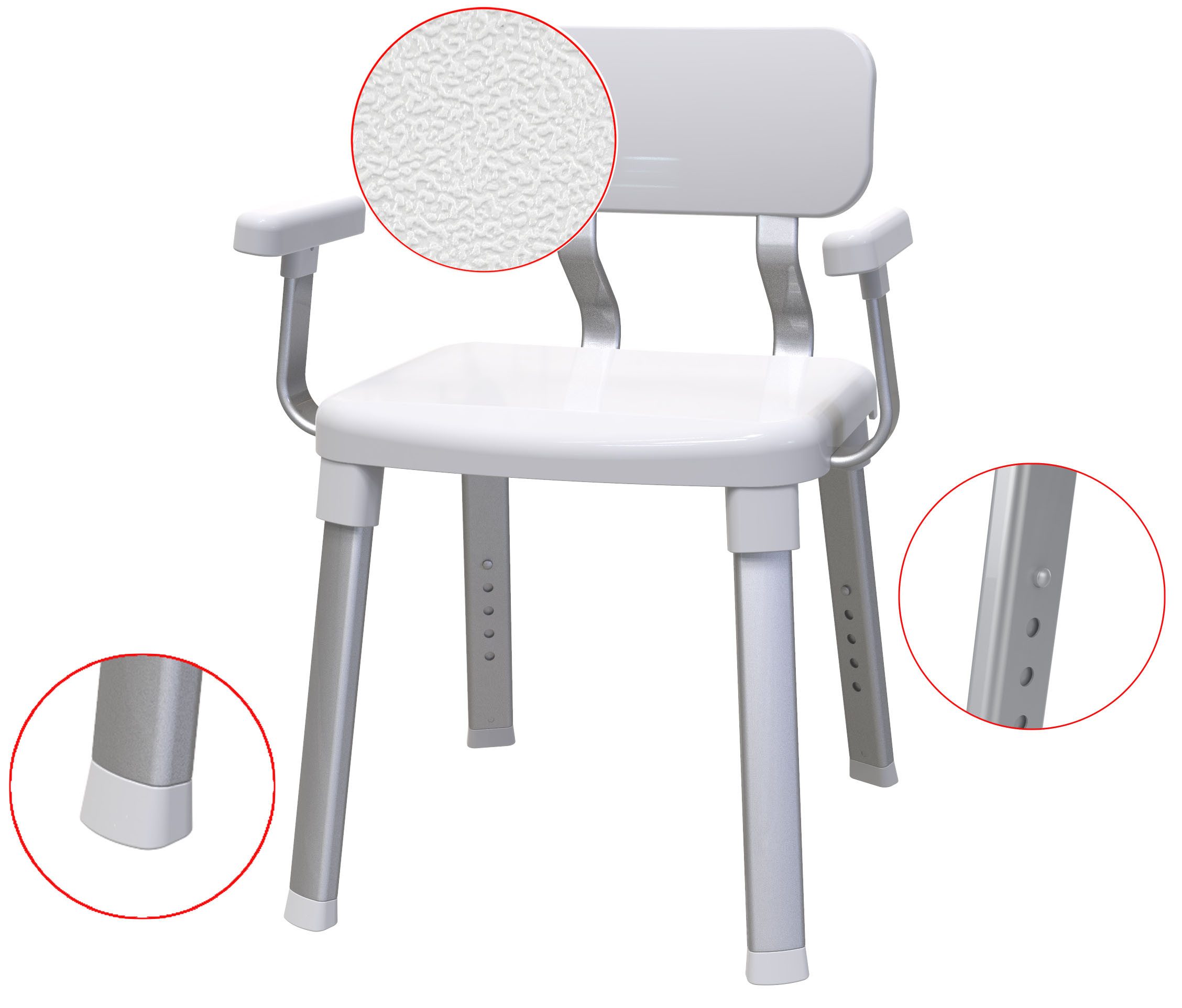 Bischof Dusch- und Badhocker Splash Comfort Xtra, belastbar bis 150 kg, höhenverstellbar, TÜV-GS