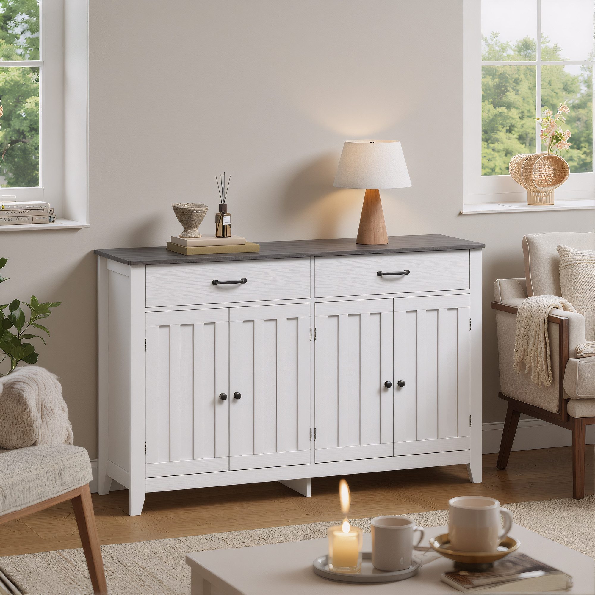 Bealife Sideboard Küchenschrank mit Arbeitsplatten,mit 2 Schubladen 2 Türen günstig online kaufen