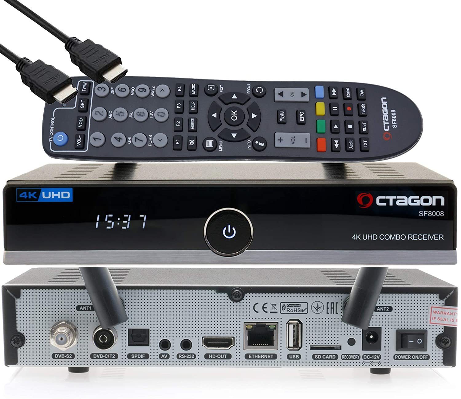 OCTAGON SF8008 4K UHD E2 DVB-S2X & DVB-C/T2 Linux Combo Receiver SAT-Receiver