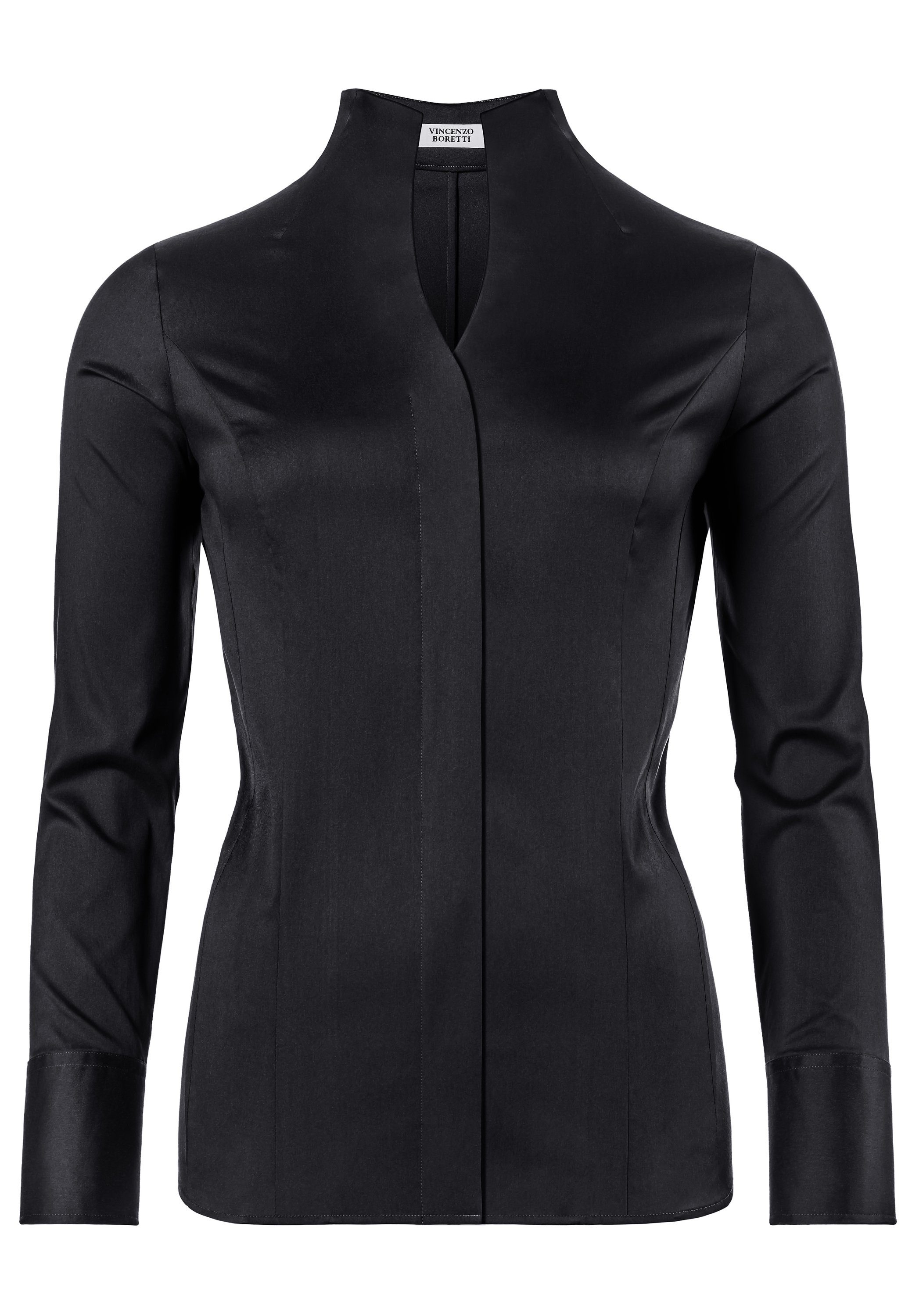 Klassische Bluse tailliert stretch Kelchkragen