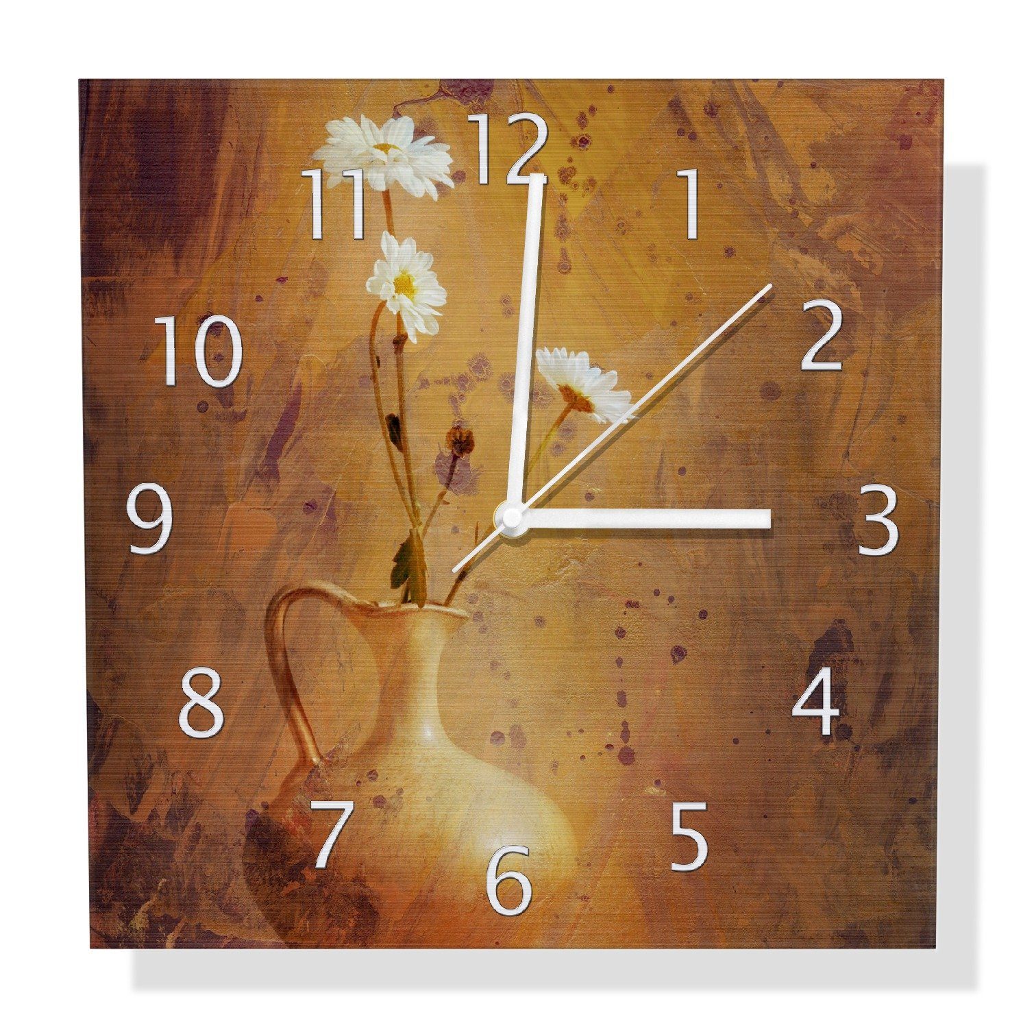 Wanduhr Antike Vase mit Blumen