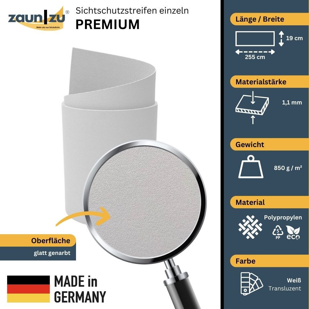 zaunzu Sichtschutzstreifen Premium Einzelstreifen genarbte Lederstruktur günstig online kaufen