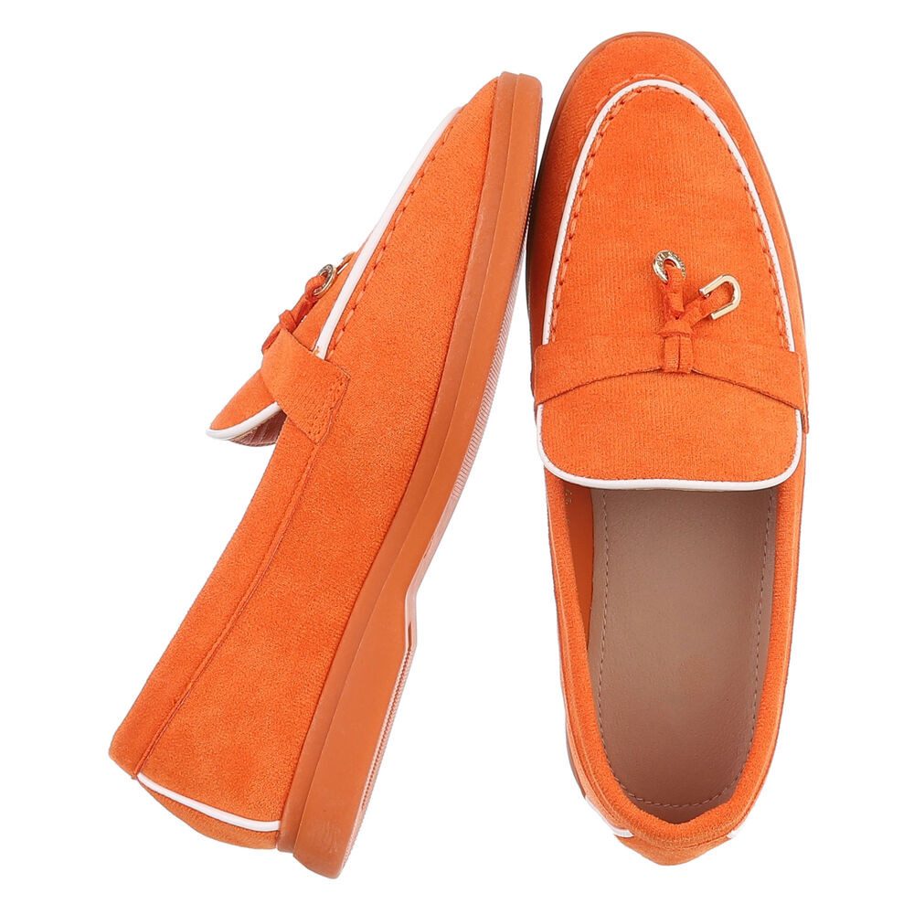 Ital-Design Damen Loafers mit komfortablem Design und eleganten Details Slipper (91116774) Blockabsatz Mokassins in Orange
