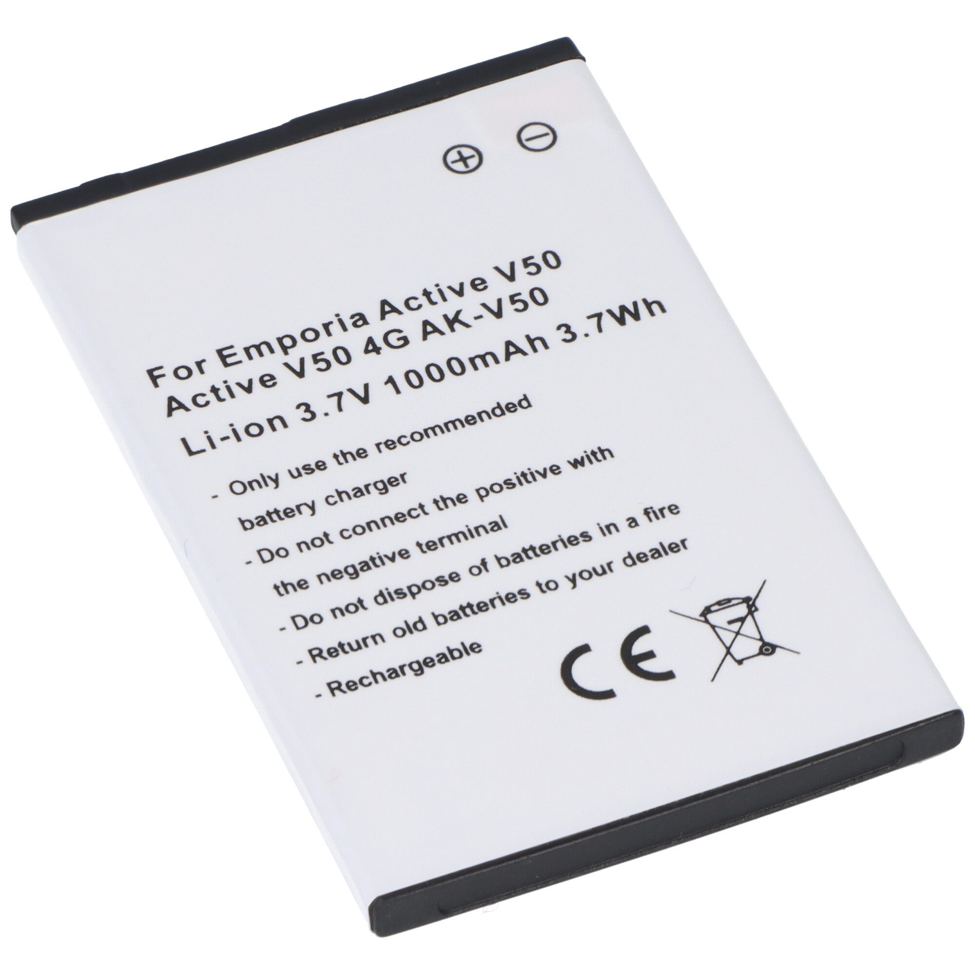 AccuCell Akku passend für Emporia Active V50, Active V50 4G, Li-ion, 3,7V, 100 Akku 1000 mAh (3,7 V)