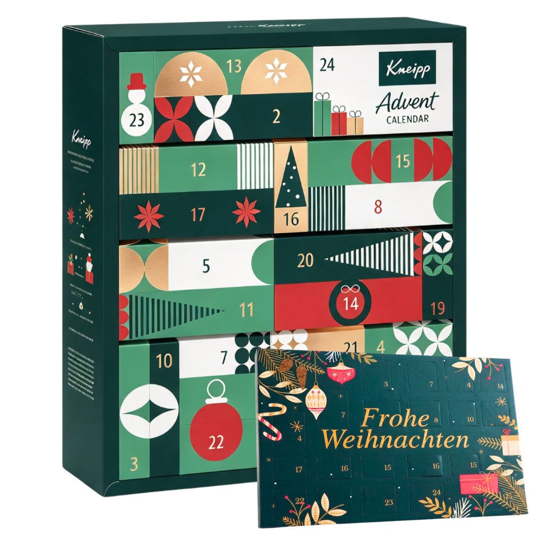Kneipp Kosmetik-Adventskalender 2026 Wellness + DOUG Tisch Adventskalender 2er Unisex Pflege Beauty (Set, 48-tlg), 48 tlg - 24 Wellnessprodukte + 24 Schokolade kalender - Frauen Herren