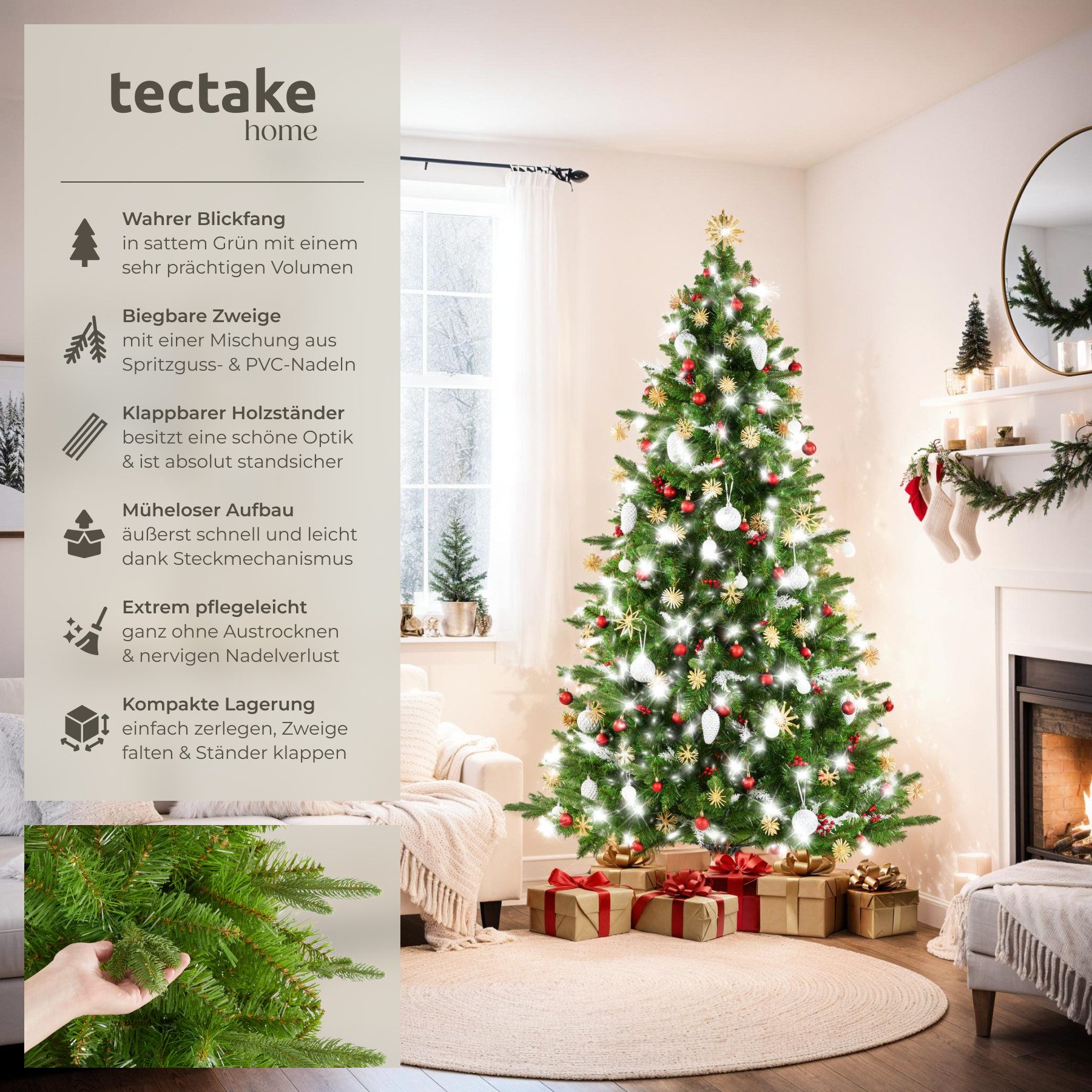 tectake Künstlicher Weihnachtsbaum Künstlicher Christbaum in Grün Spritzgus günstig online kaufen