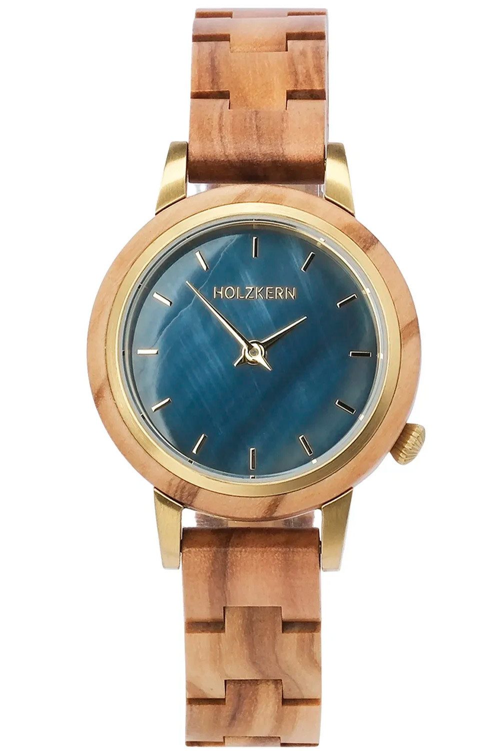 Holzkern Quarzuhr Quarz Antrim Olive/Perlmutt