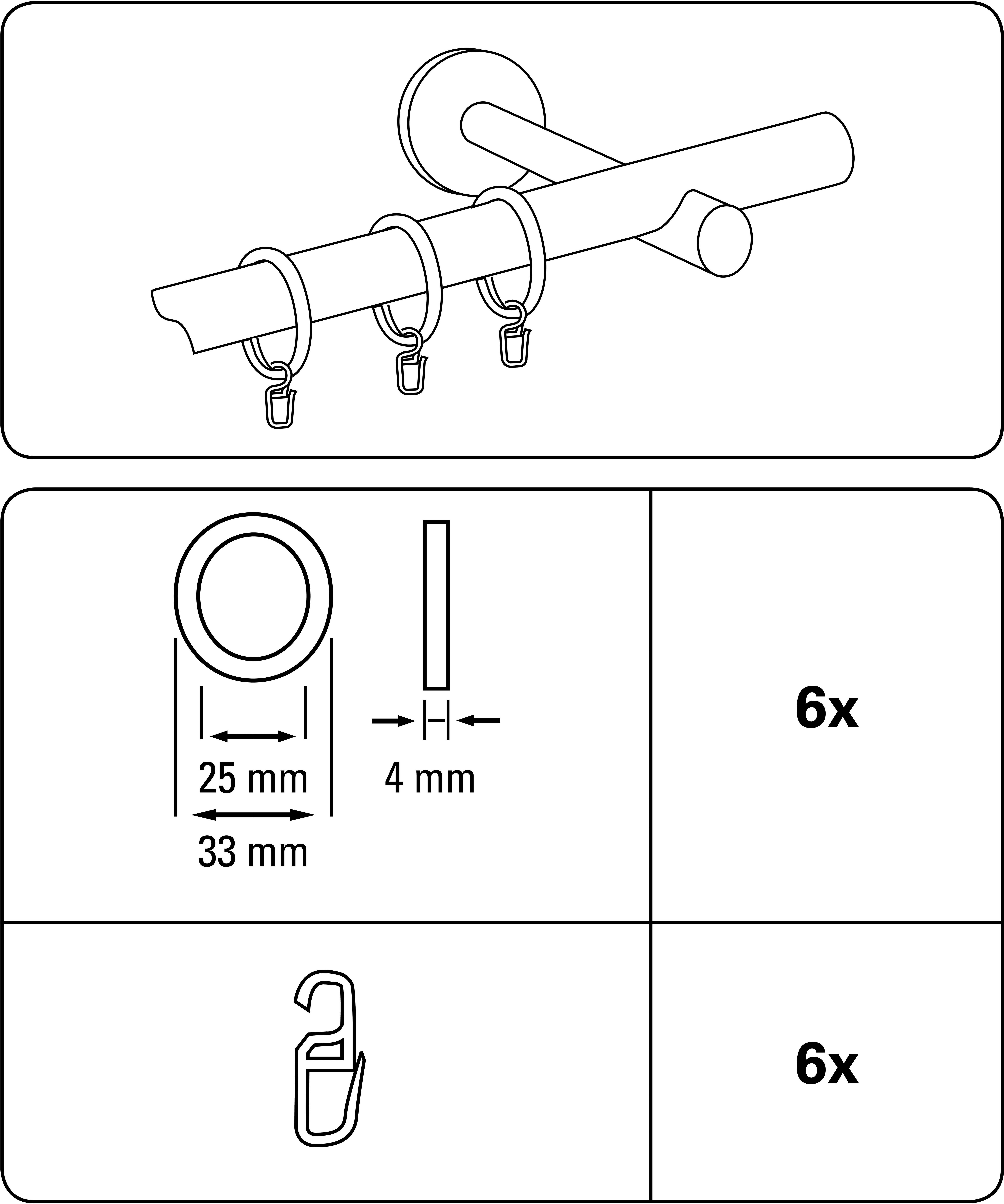 GARDINIA Gardinenring, (6-St), Serie Gardinenstangen Set günstig online kaufen