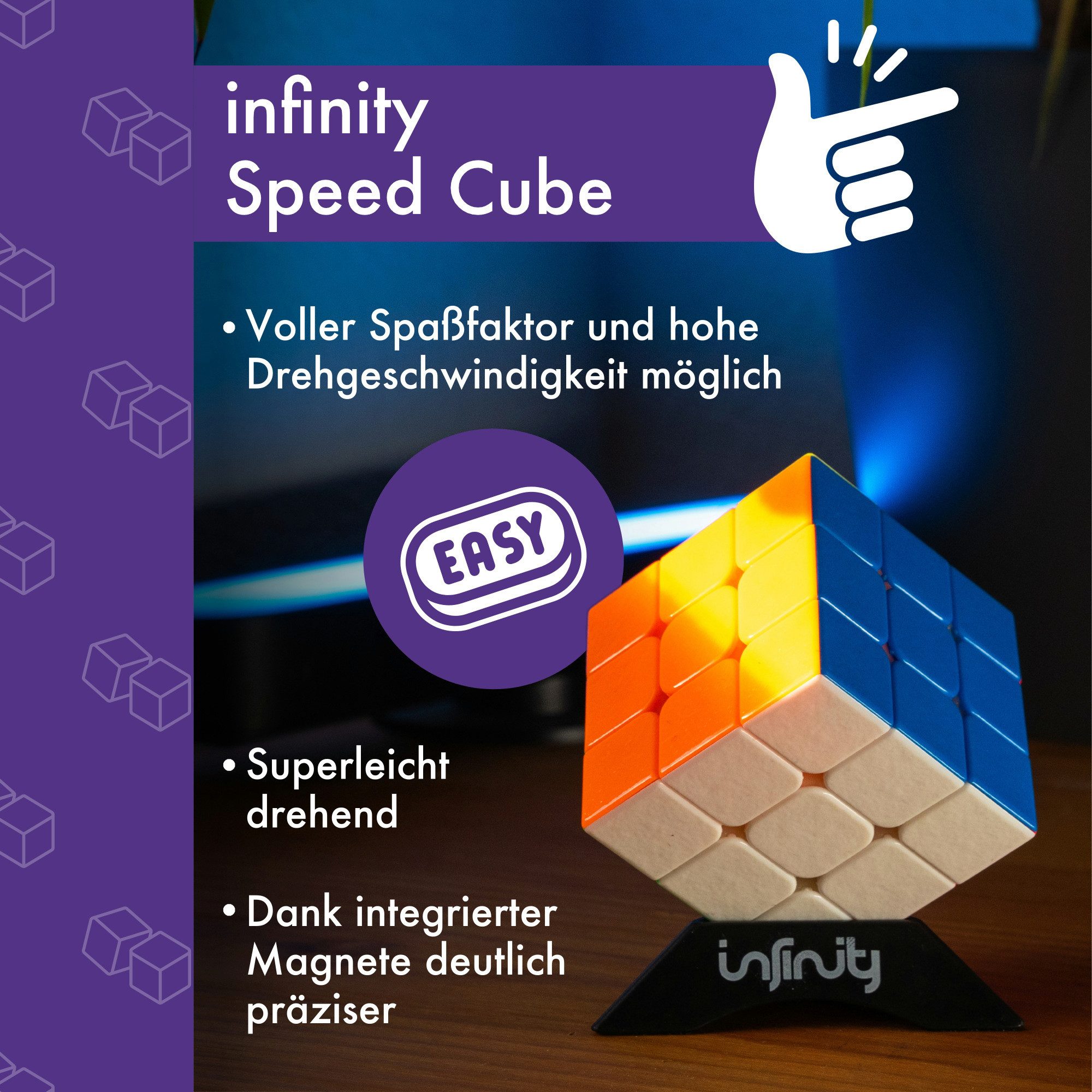 LumeeStar Motorikwürfel Zauberwürfel Infinity – Speed Cube 3x3 + Trainingsanleitung