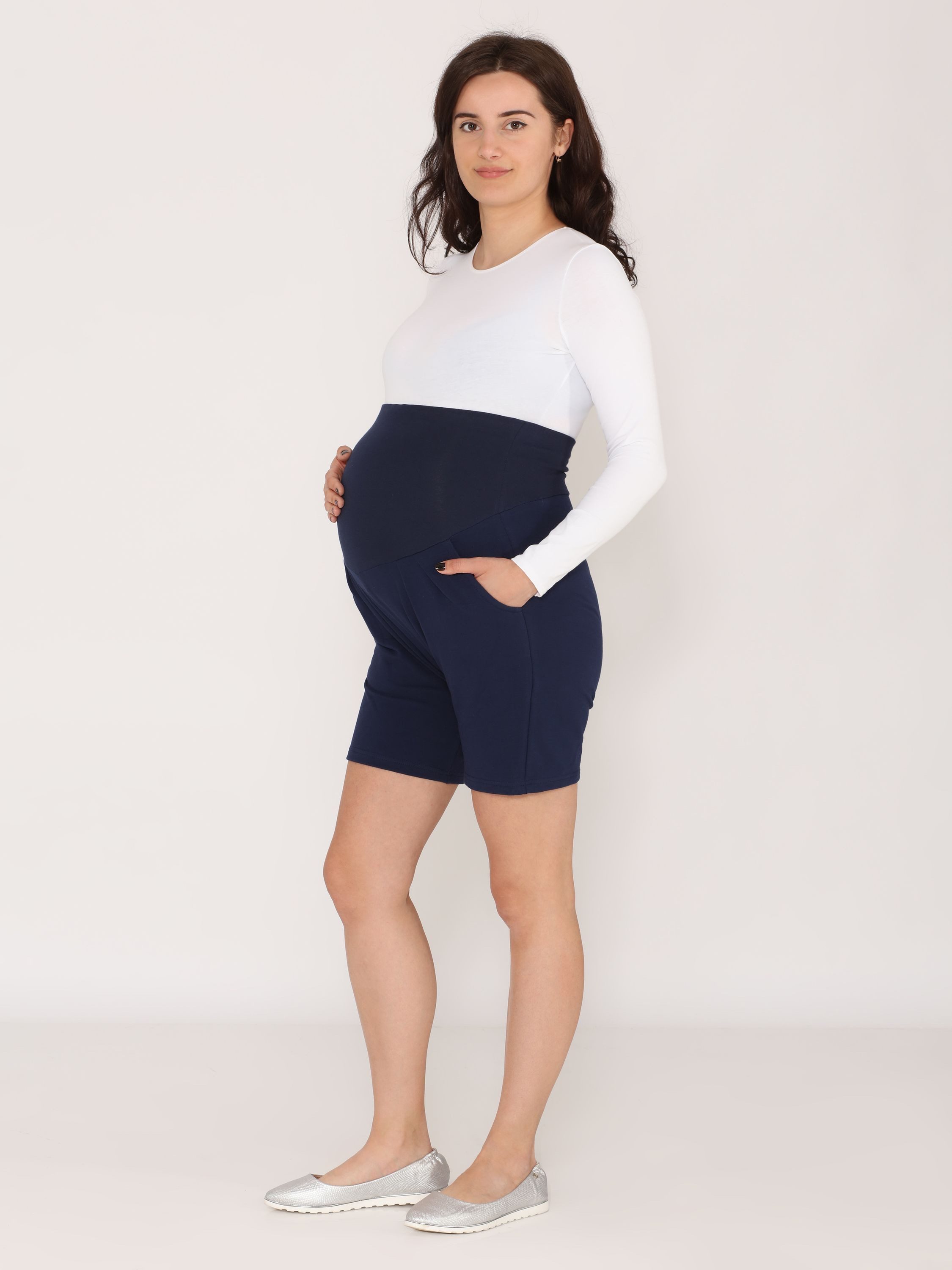 Be Mammy Umstandsleggings Damen Umstandshorts BE20-234 (1-tlg) elastischer Bund