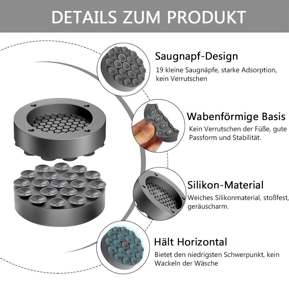 TUWENA Vibrationsdämpfer 4 Stück Waschmaschine Antirutschmatte,Schwingungsdämpfer Waschmaschine, Silikon Universal Antirutschmatte Füße für Kühlschrank Waschmaschine
