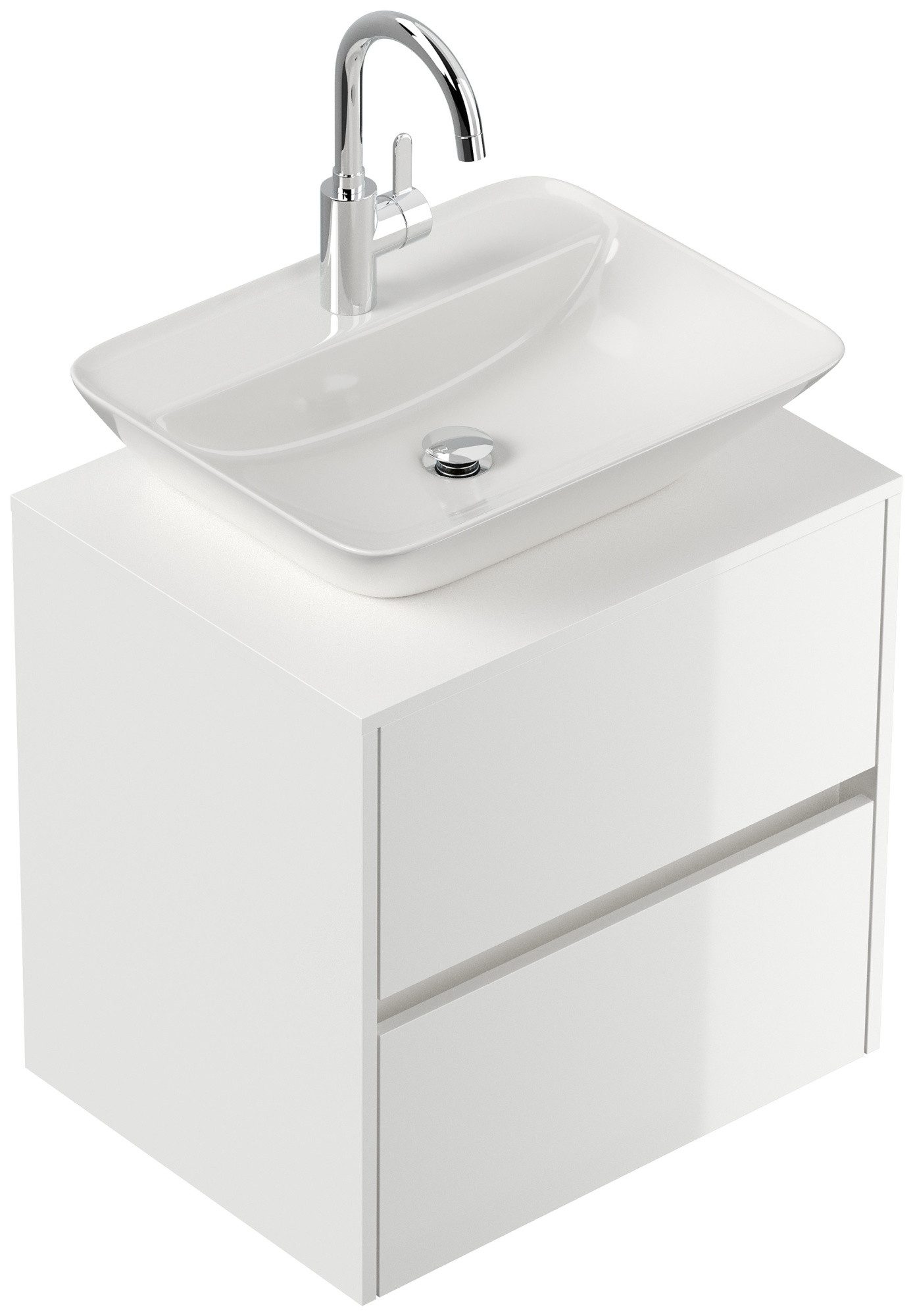Magnolia Home Waschtisch Badmöbel Taifun 60cm mit modernem Aufsatzwaschbecken weiß Hgl