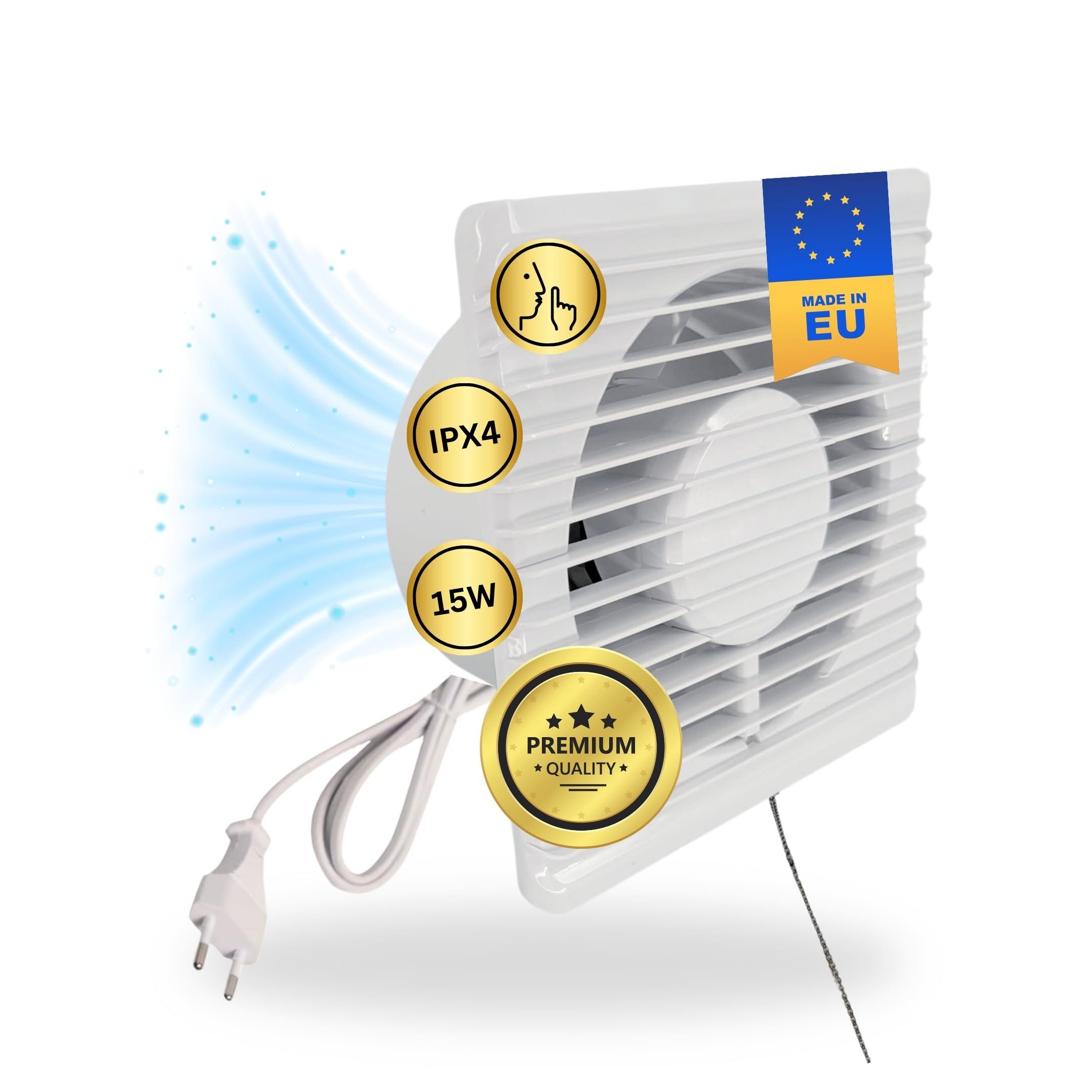 TronicXL Wandventilator 230V Badlüfter Schalter IPX4 125mm Lüfter Ventilato günstig online kaufen
