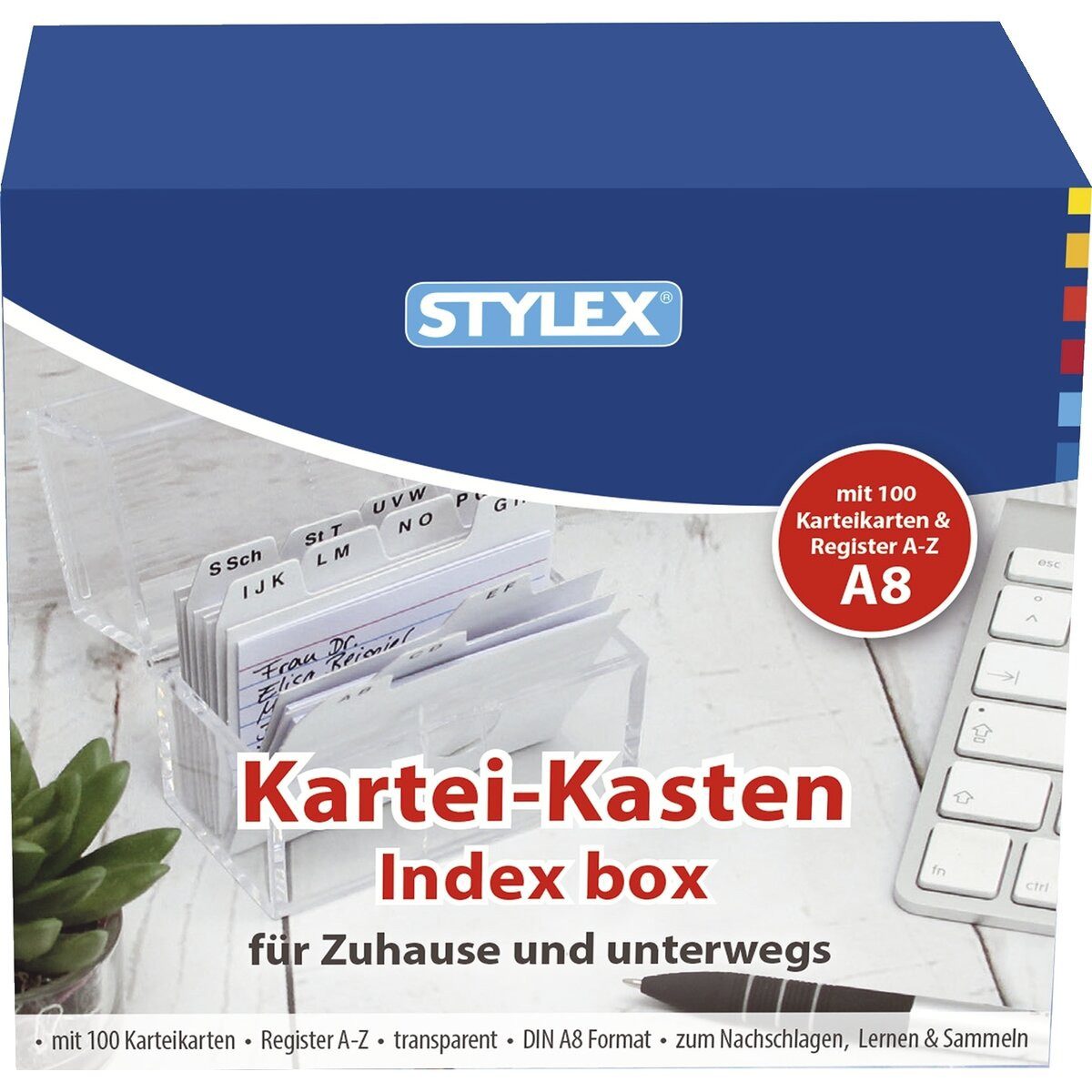 Stylex Schreibwaren Karteikasten Karteikasten Plastik -A8 transparent.