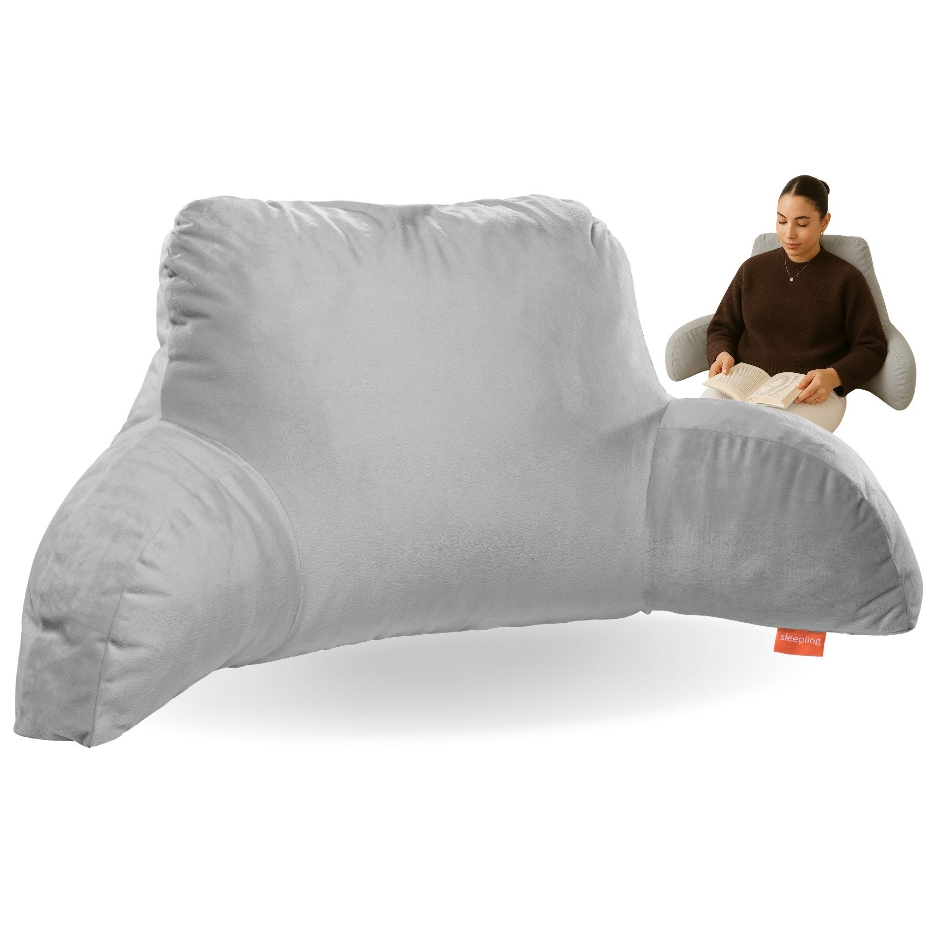 sleepling Sitzkissen Bettsitzkissen mit Armlehne, Rückenkissen, Memory Foam, abnehmbarer Bezug, extra soft