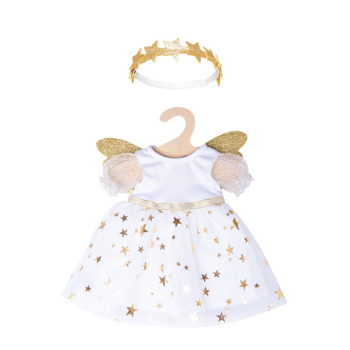 Heless Puppenkleidung Puppenkleid Schutzengel mit Sternen-Haarband Größe 28-35cm