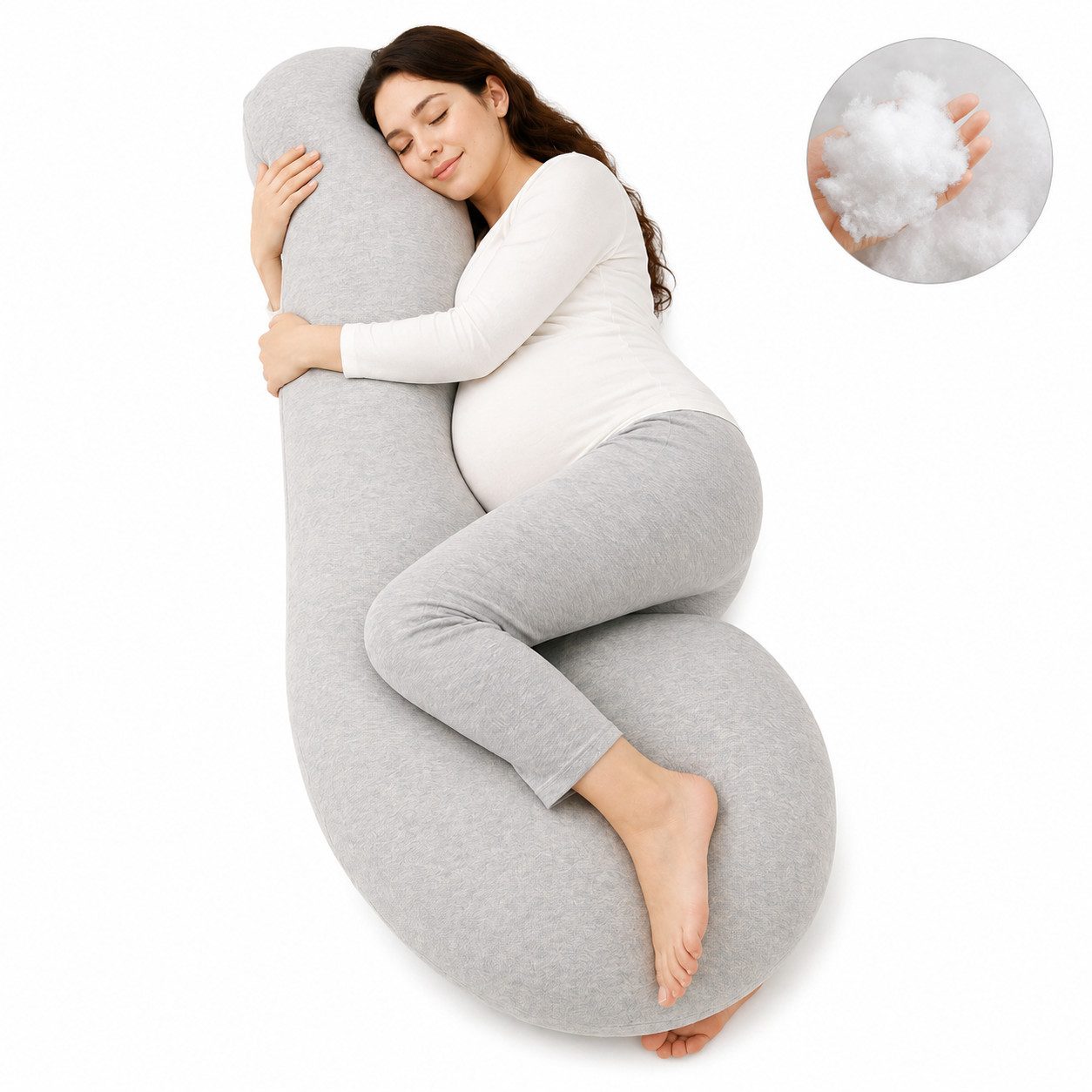 Luckice Stillkissen Weiches Schwangerschaftskissen, atmungsaktiv und waschbar, L-Form Ganzkörperkissen,Ganzkörper Schwangerschaftskissen ergonomisch L-Form, Stütze für Bauch, Rücken, Hüften und Beine
