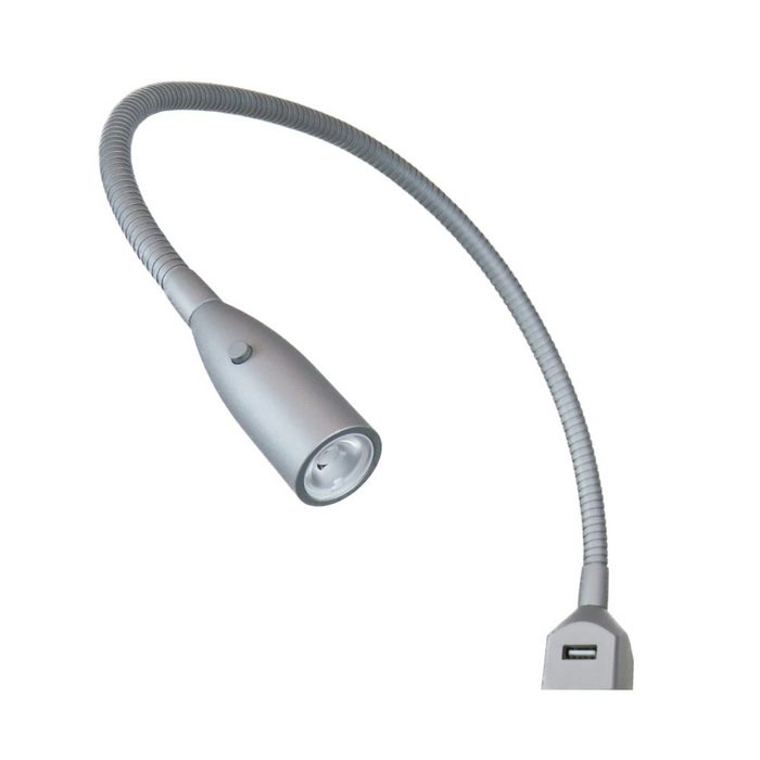 kalb Bettleuchte kalb Flexible LED-Bettleuchte/LED-Leseleuchte mit integrierter USB Ladefunktion alu eloxiert/silbergrau (1er oder 2er Set alu eloxiert) 1er Set silbergrau warmweiß