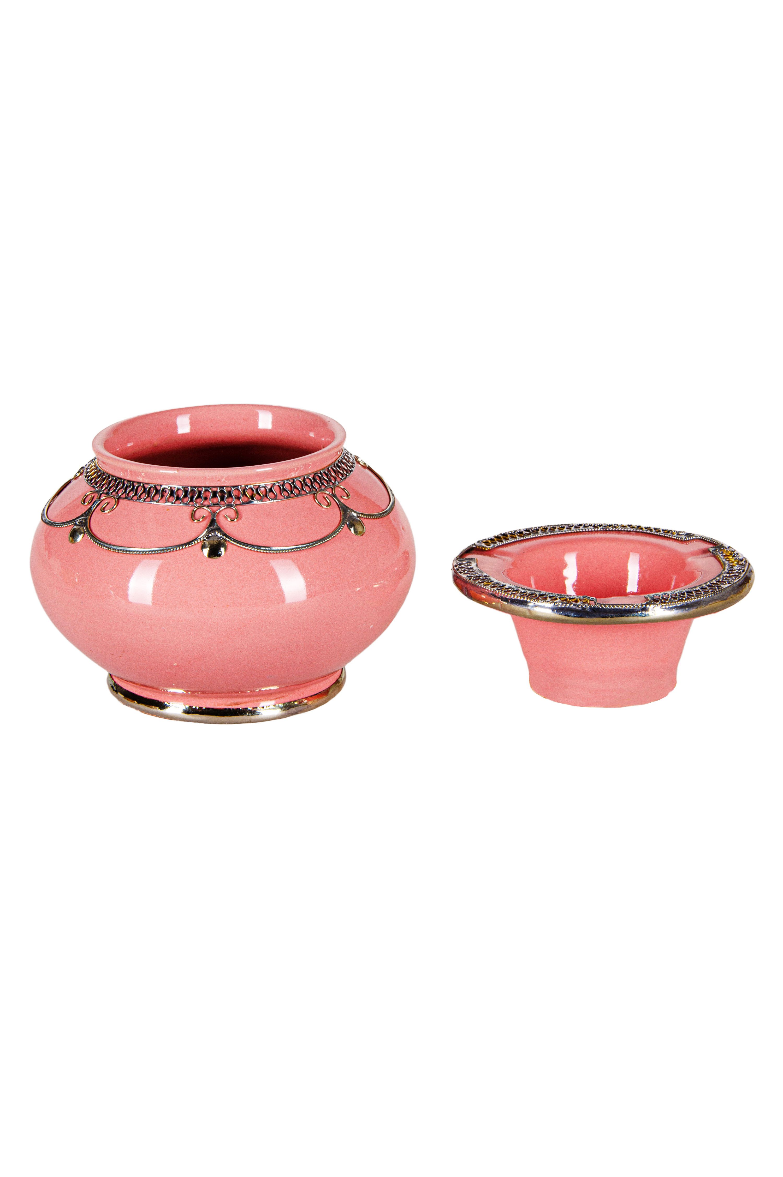 Marrakesch Orient & Mediterran Interior Aschenbecher Marokkanischer Aschenbecher Miranda Deko aus Keramik in Rosa 11 cm, Handarbeit