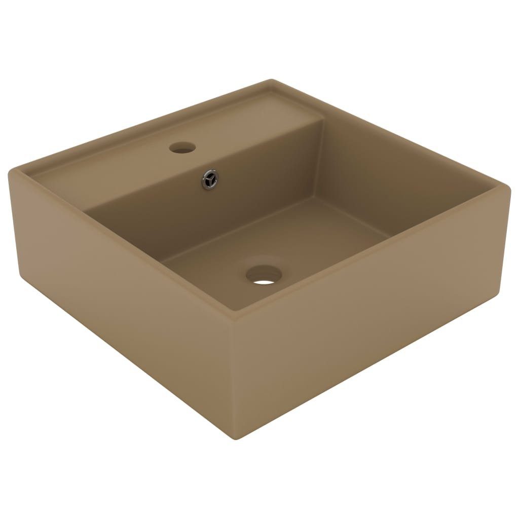 vidaXL Waschbecken Luxus-Waschbecken Überlauf Quadratisch Matt Creme 41x41 cm
