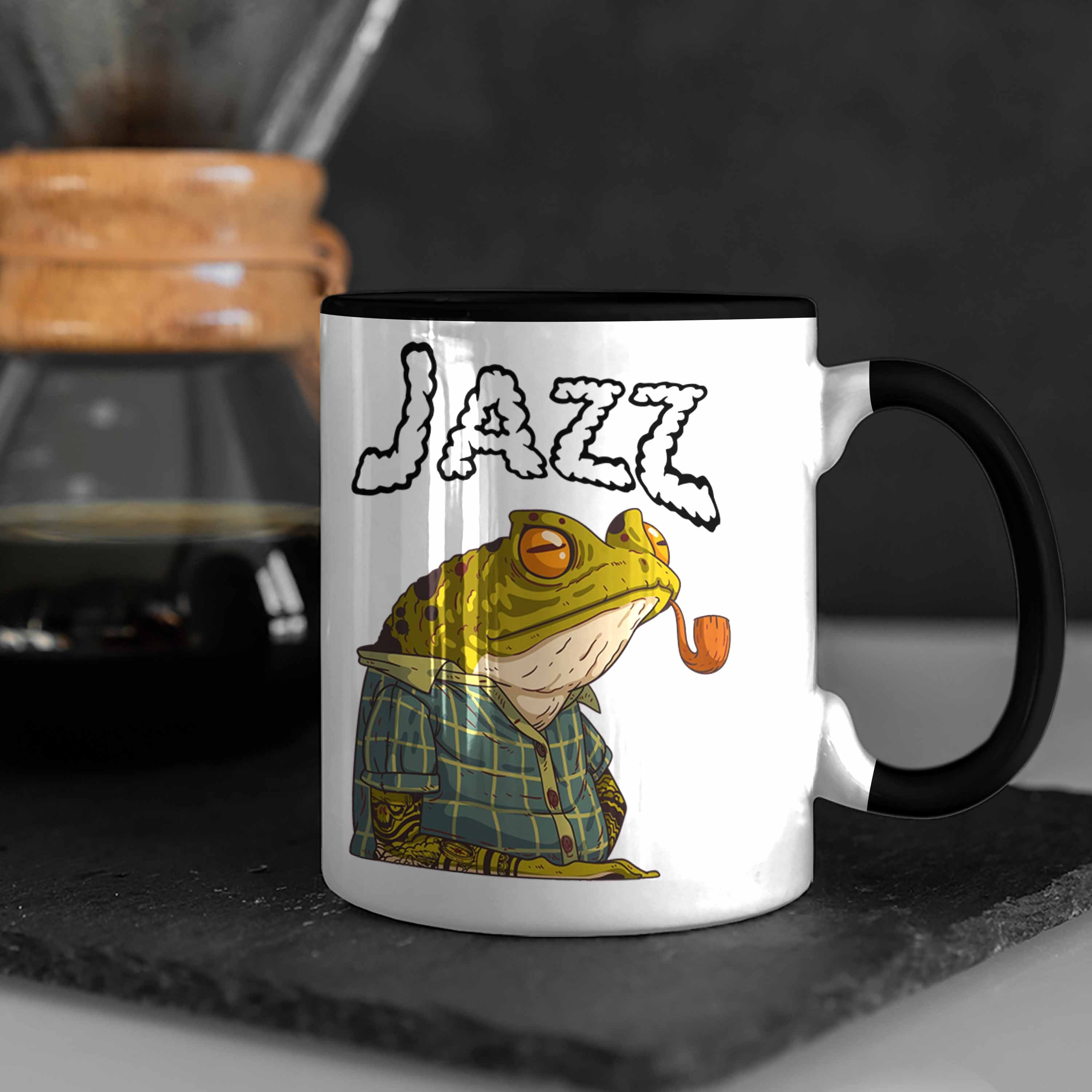 Frosch Jazz Geschenk Tasse Tasse Lustig Trendation Schwarz Grafik