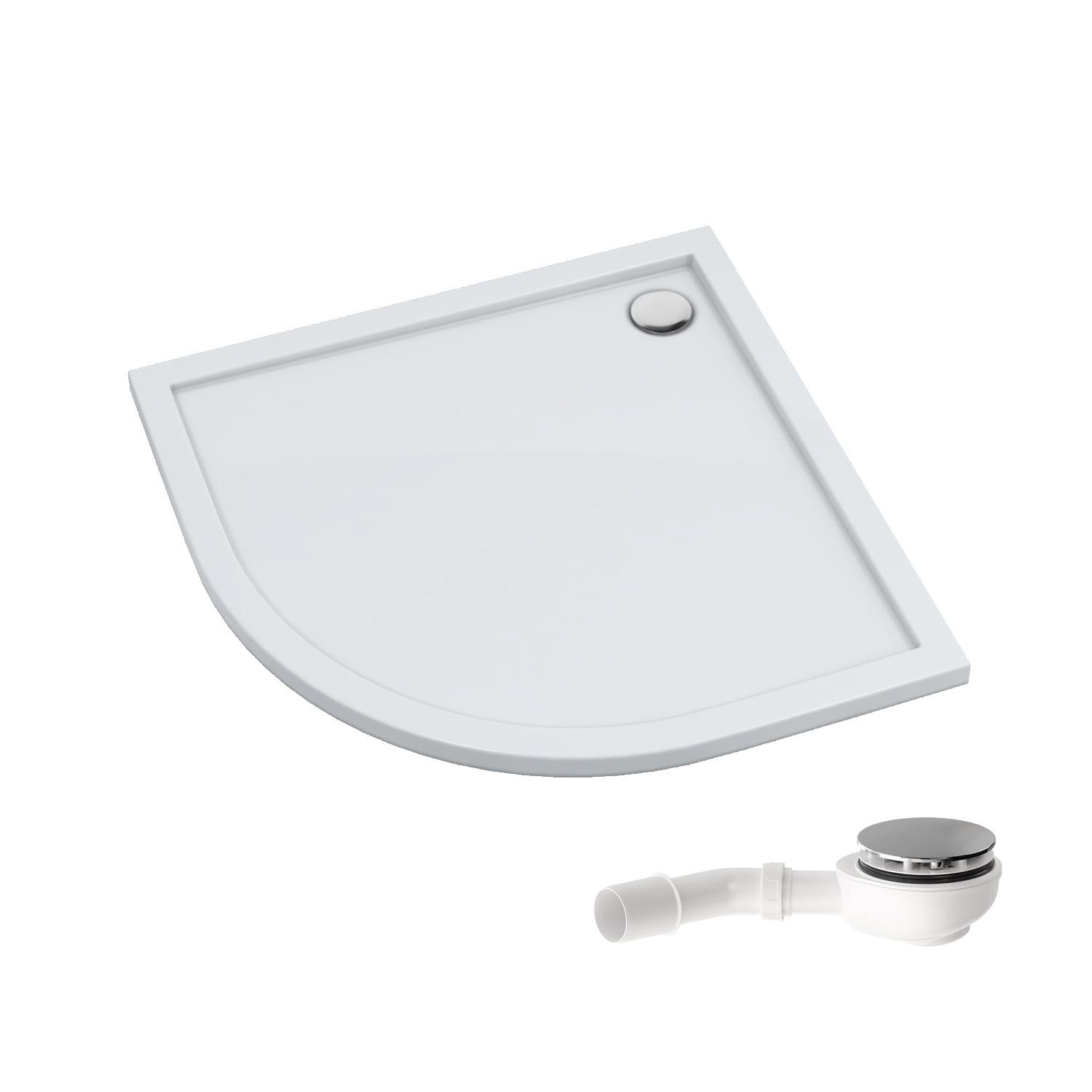 Aquabad® Duschwanne VILLA Smooth White, Viertelkreis, Acryl, 1-St., Duschwanne + Ablaufgarnitur A9.200, 80x80 cm