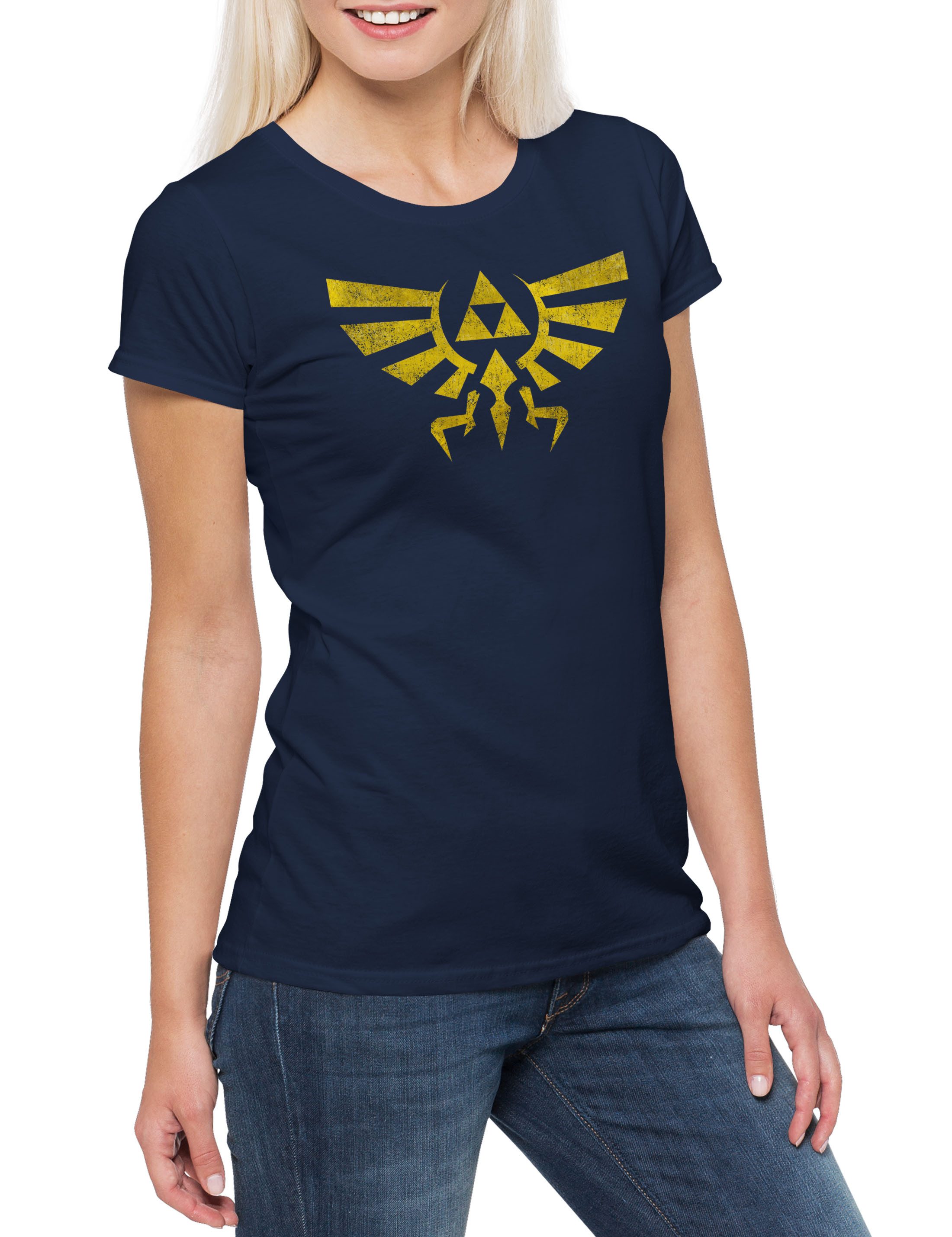 Print-Shirt Triforce Vintage Logo Damen T-Shirt Shirt Legend Link Symbol Zelda
