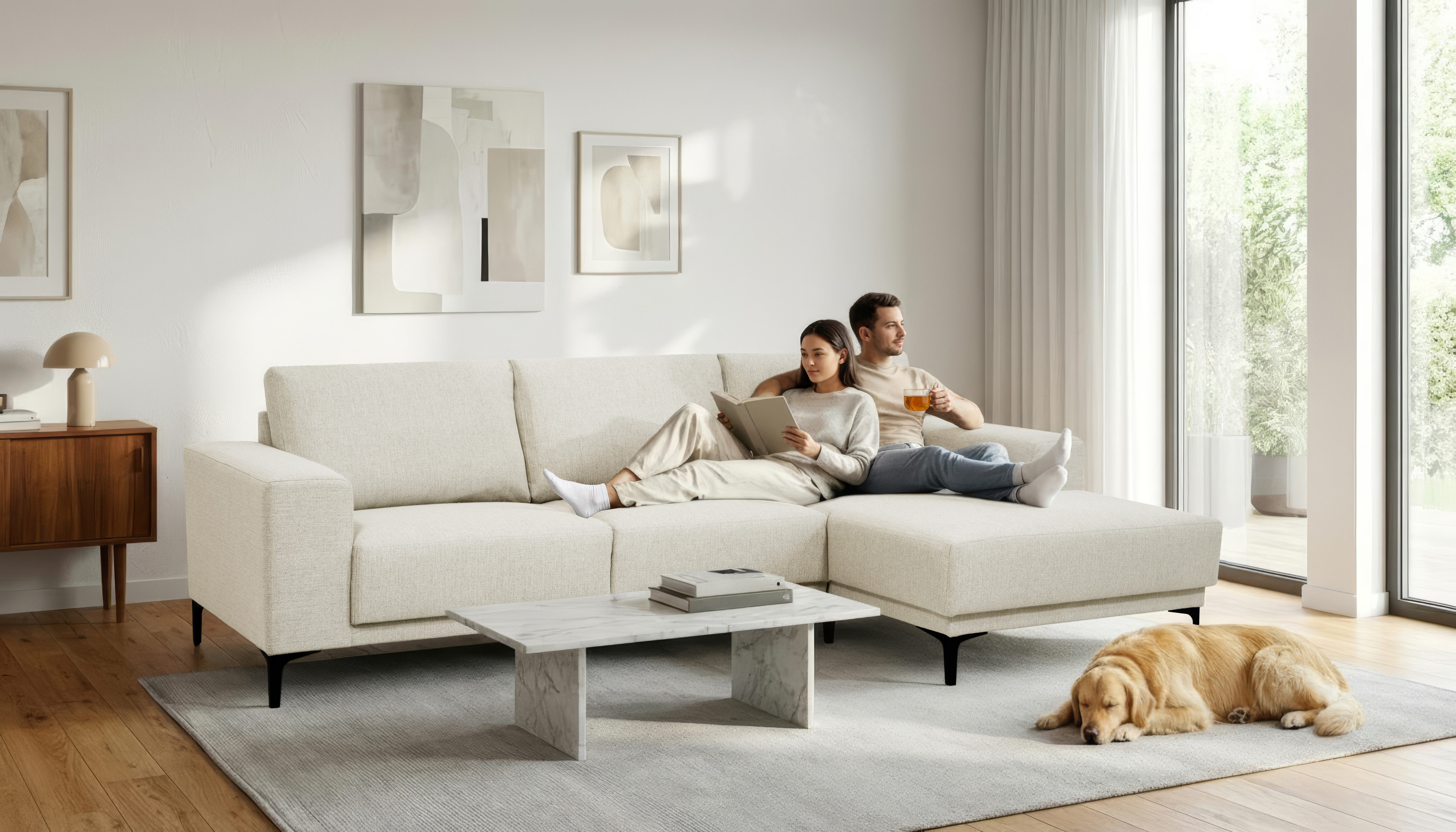 OTTO home Ecksofa Xander, L-Form, Breite 280 cm, Soft-Touch Chenille, schwarze Metallfüße