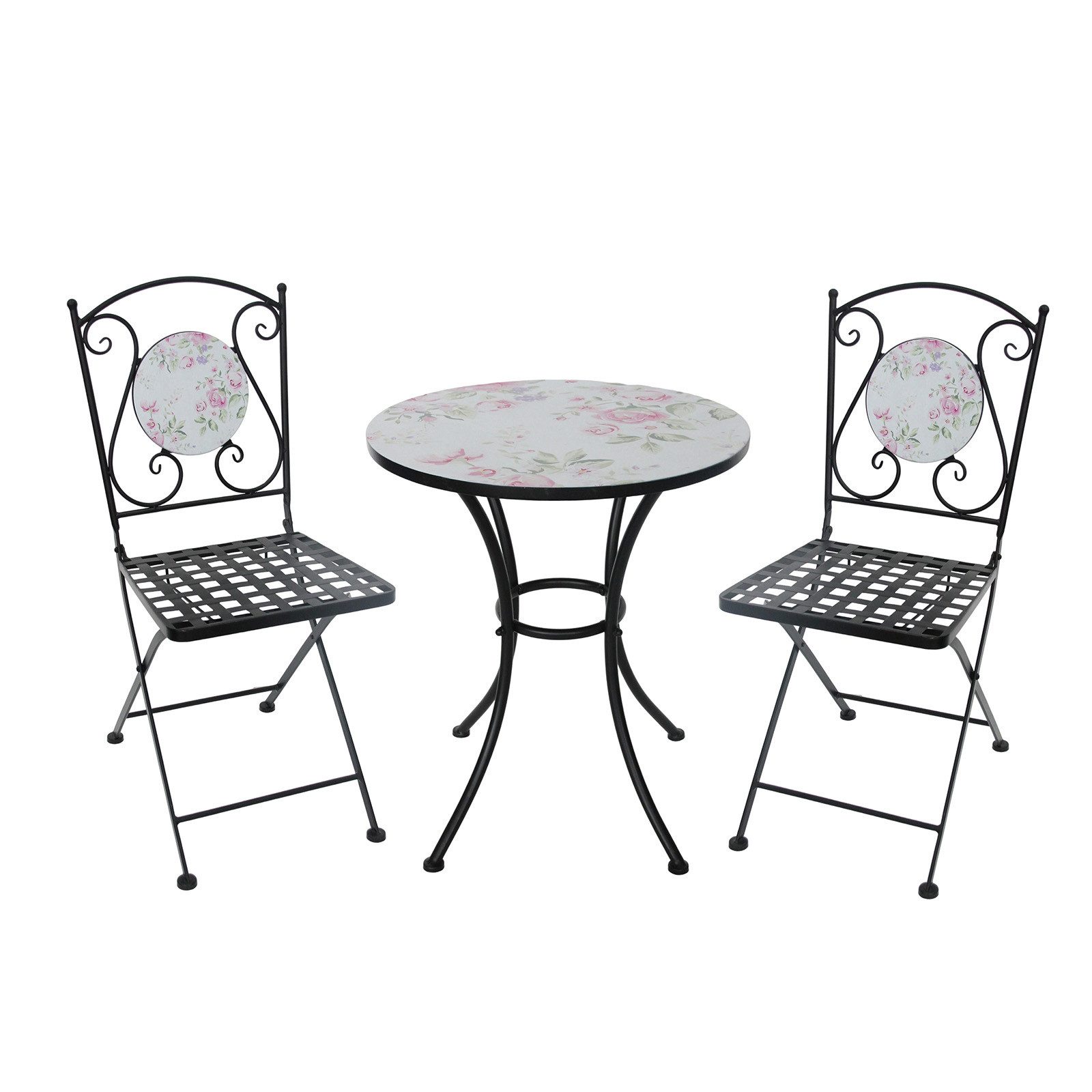 HTI-Living Garten-Essgruppe Tisch und 2 Stühle Celia Rosen, (Set, 3-tlg., 1 Tisch 2 Stühle), Sitzgruppe Essgruppe Balkonset