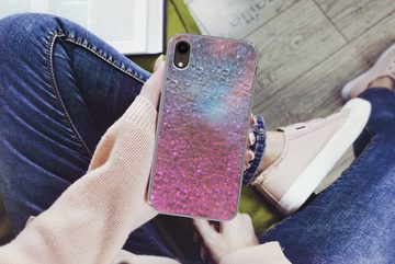 MuchoWow Handyhülle Rosa - Glitzer - Abstrakt - Design - Blau, Handyhülle Apple iPhone XR, Smartphone-Bumper, Print, Handy