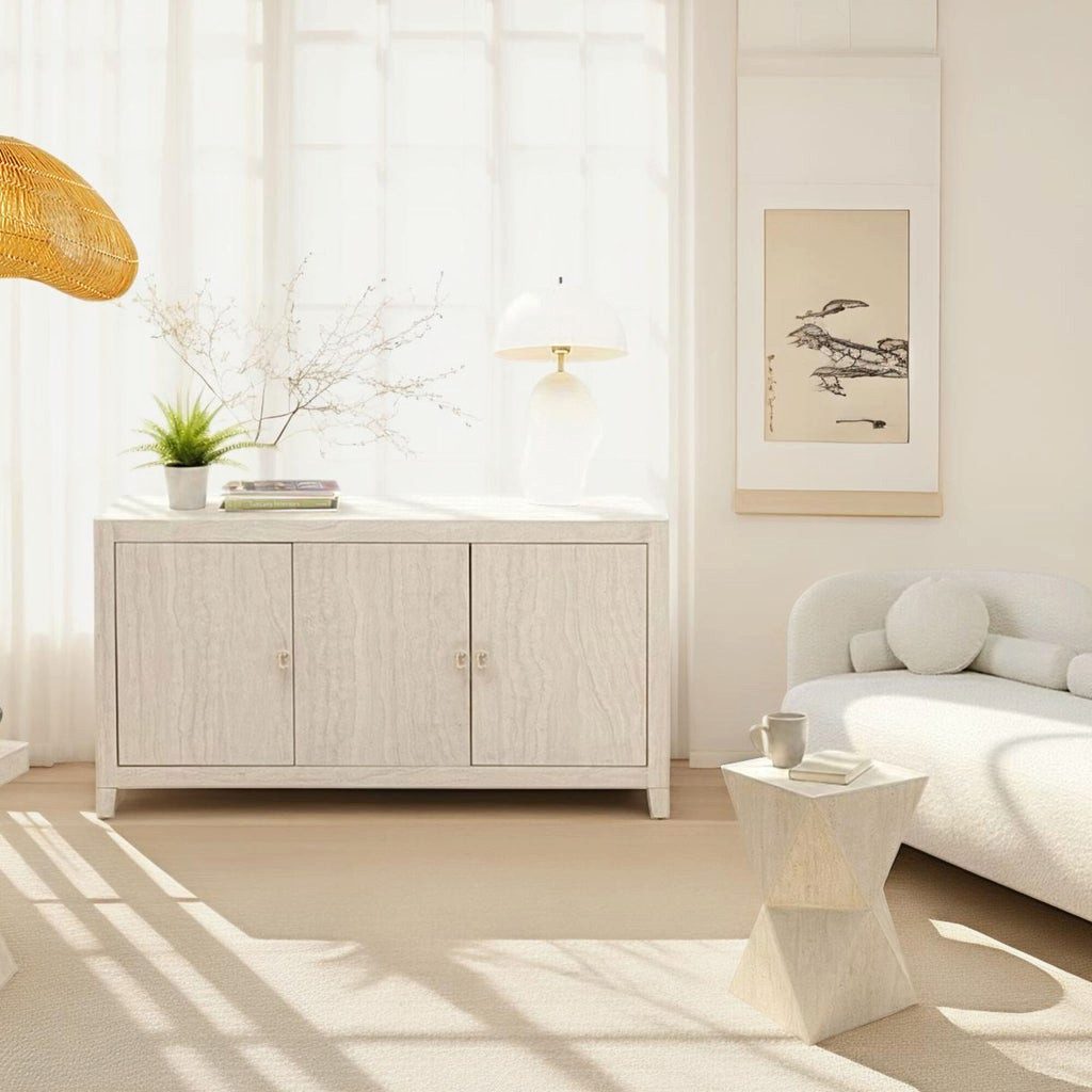 Kare Design Sideboard Travertino, Travertinstein-Optik, Breite 140 cm