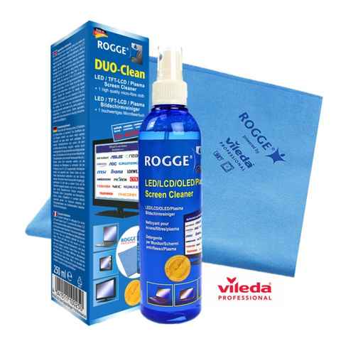 Rogge ROGGE DUO-Clean Original, 250ml inkl. ROGGE & Vileda Microfasertuch Glasreiniger (ROGGE Set, [2-St. 1x 250ml Flasche mit Microfasertuch 250ml)