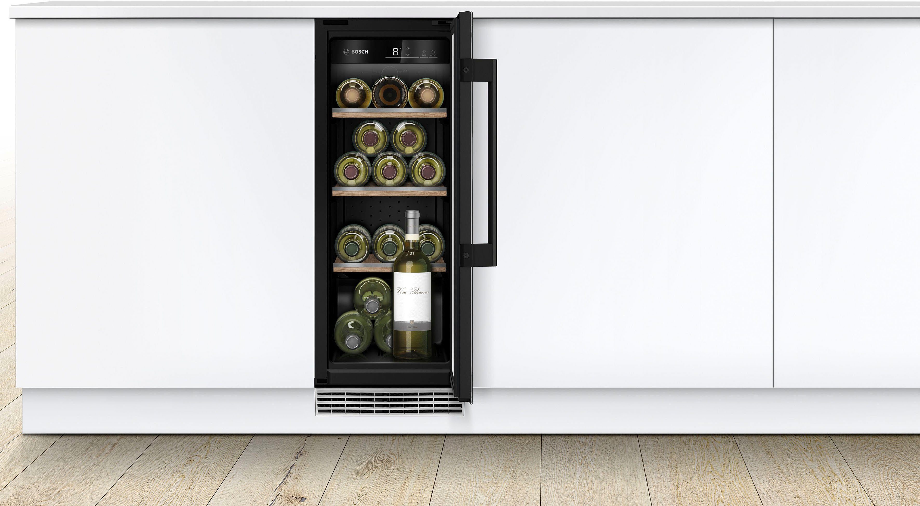 BOSCH Weinkühlschrank KUW20VHF0, für 21 Standardflaschen á 0,75l, Präzise  einstellbare Temperaturzonen zwischen 5° und 20°C | Weinkühlschränke