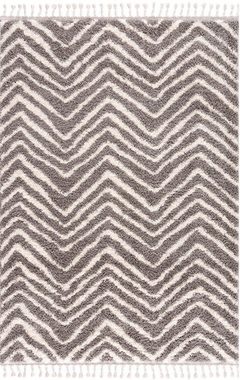Hochflor-Teppich Pulpy 531, Carpet City, rechteckig, Höhe: 30 mm, besonders weich, mit Fransen, Zickzack Look