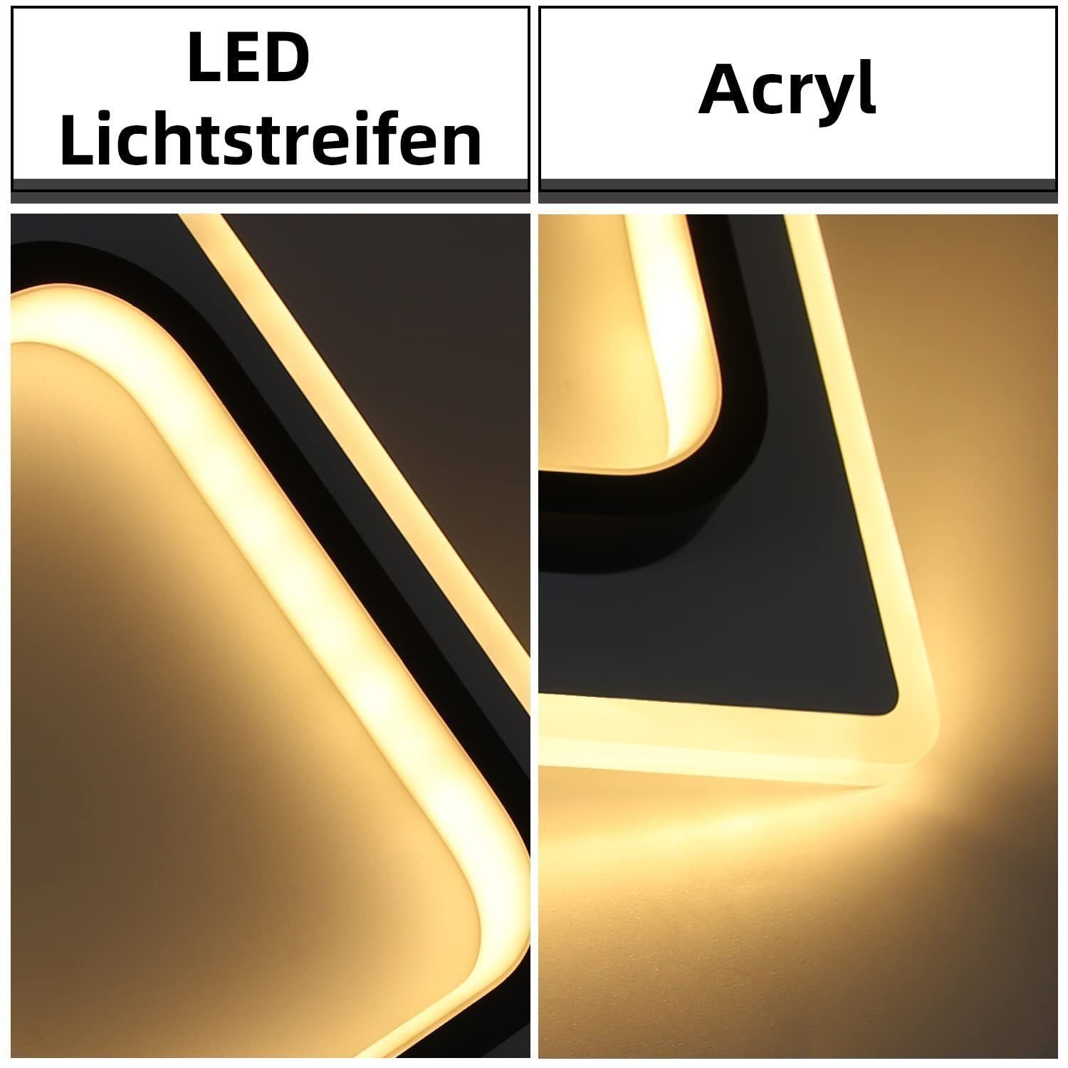 Nettlife LED Deckenleuchte LED Deckenleuchte Schwarz Weiß Quadratisch Ø24cm, LED fest integriert, Warmweiß, für Wohnzimmer Schlafzimmer Küche Flur